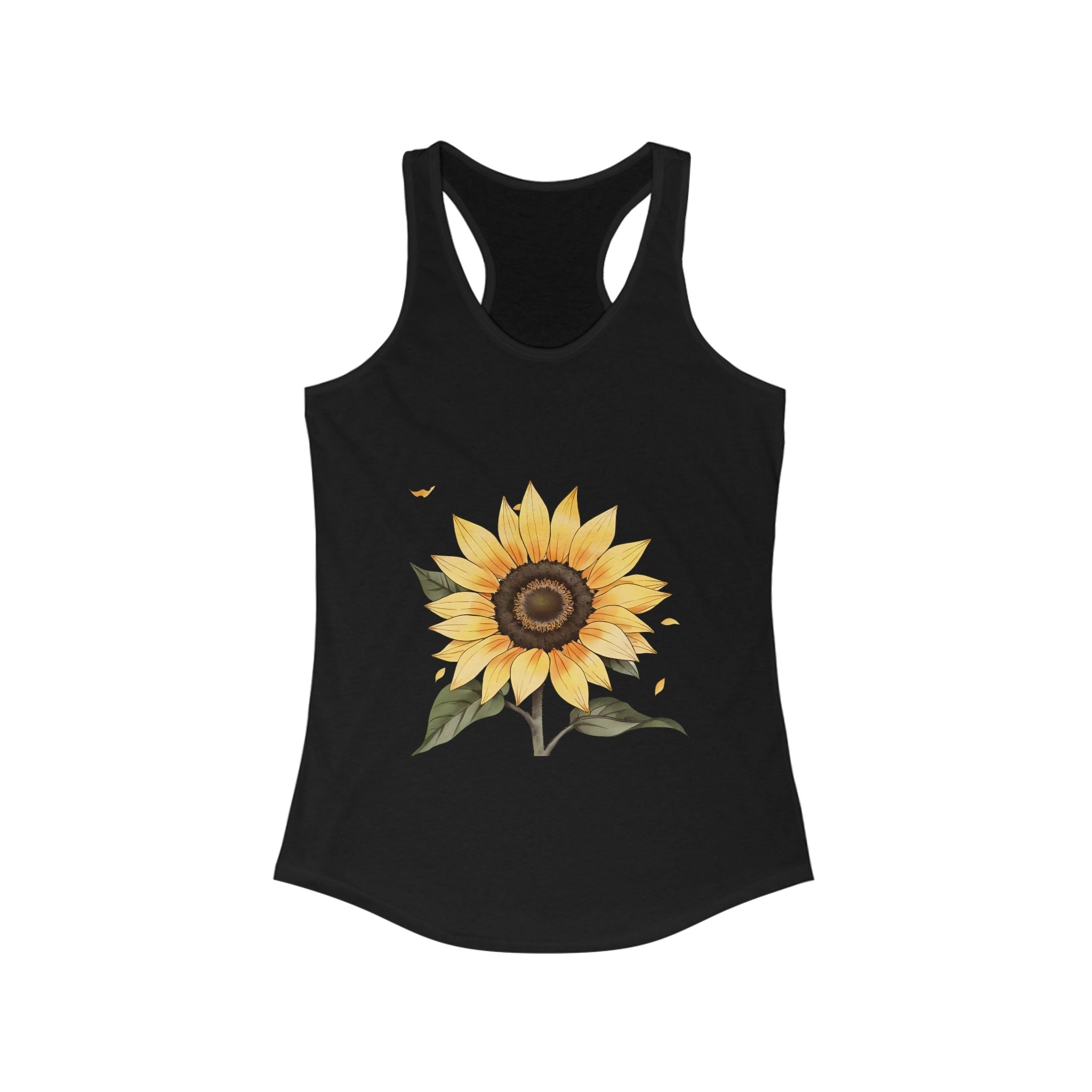 Sunflower Tank Top, Women's Racerback Tank, Floral Sleeveless Shirt, Summer Flower Camisole, Cute Woman's Top