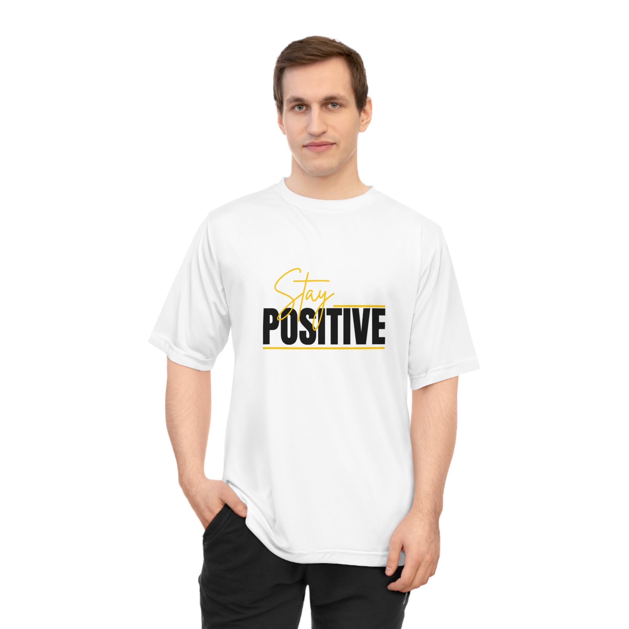Stay Positive Unisex Performance T-shirt, Inspirational Workout Top, Motivational Tee, Fitness Gift, Affirmation Shirt