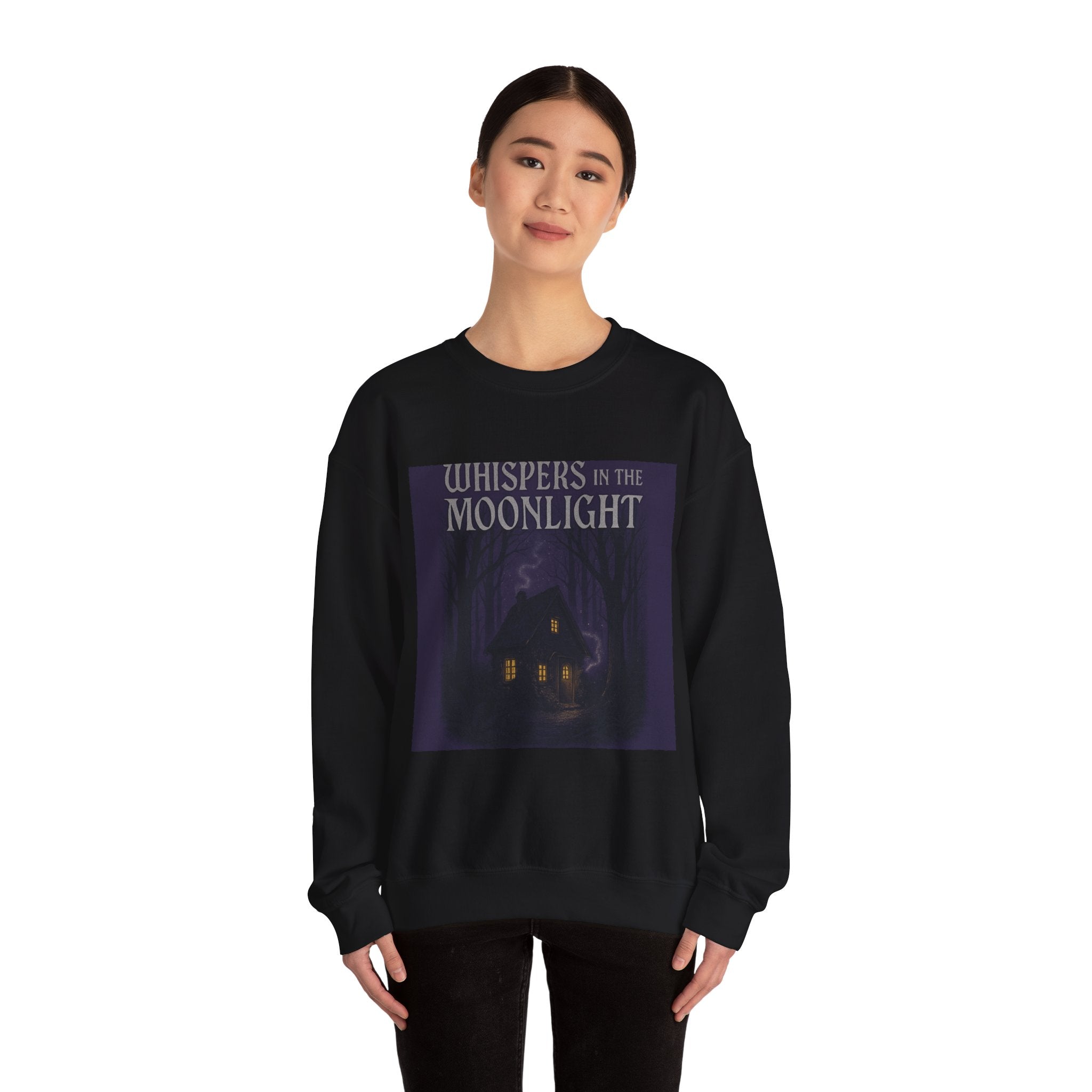 Whispers in the Moonlight Sweatshirt — Cozy Haunted Cottage Crewneck