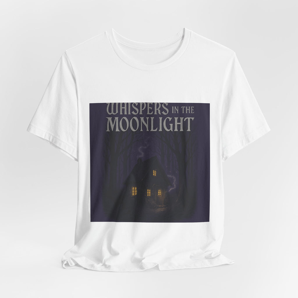 Whispers in the Moonlight Tee — Haunted Cabin Night Graphic T-Shirt