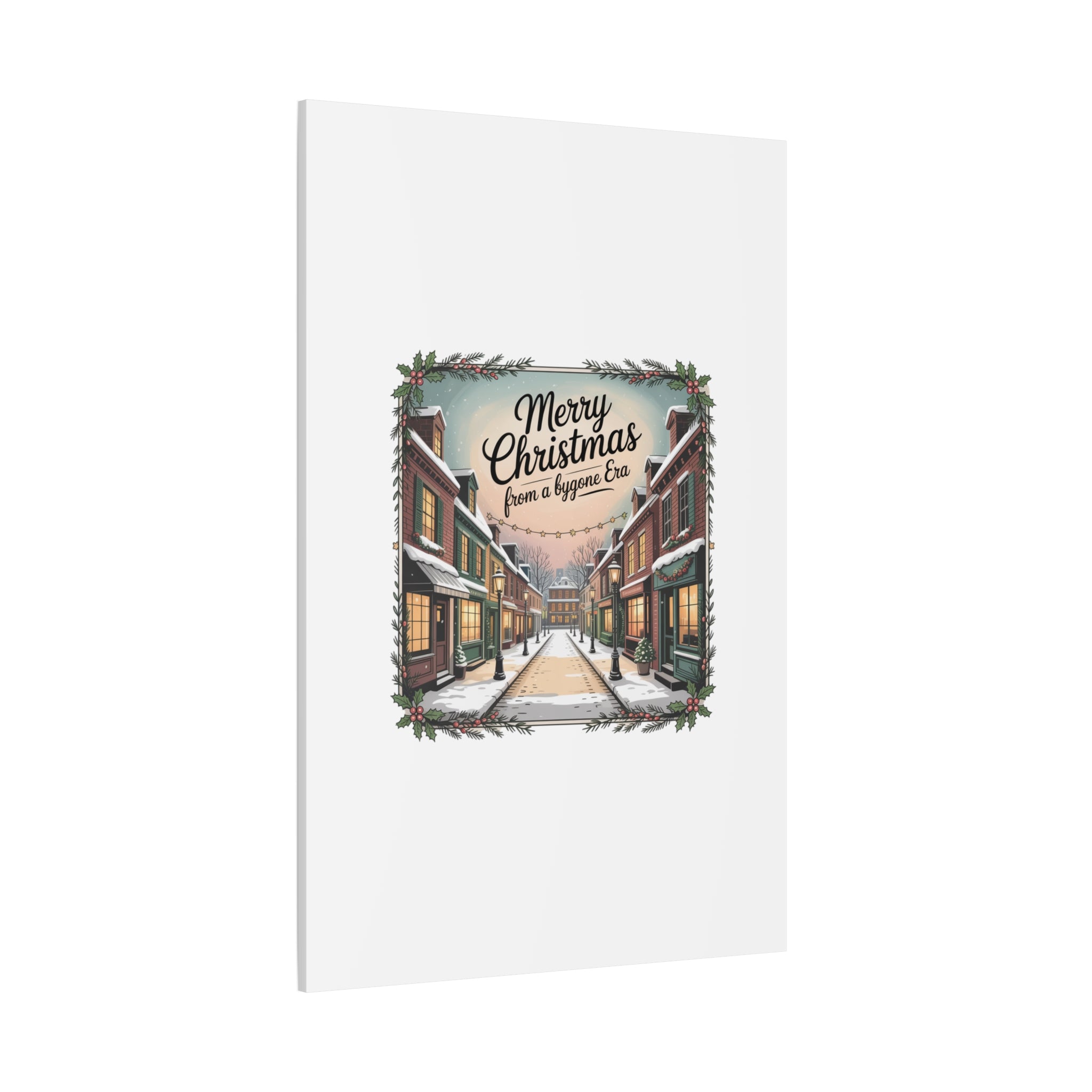 Merry Christmas Vintage Postcard Canvas | Retro Holiday Card Design