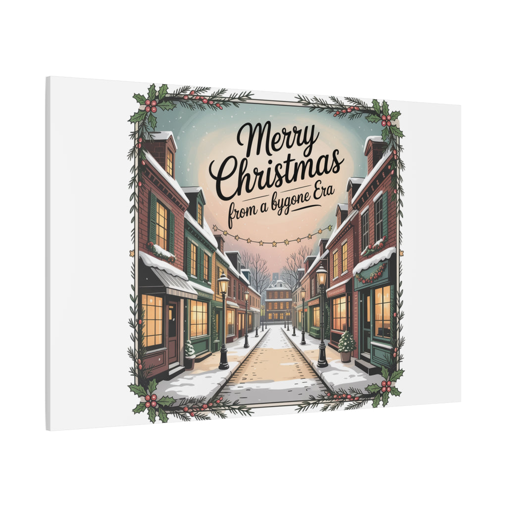 Merry Christmas Vintage Postcard Canvas | Retro Holiday Card Design