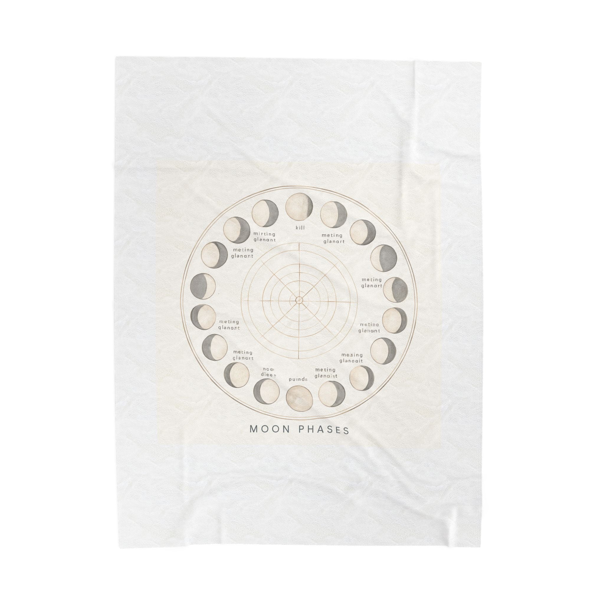 Moon Phases Velveteen Plush Blanket — Lunar Cycle Chart Throw for Astrology Lovers