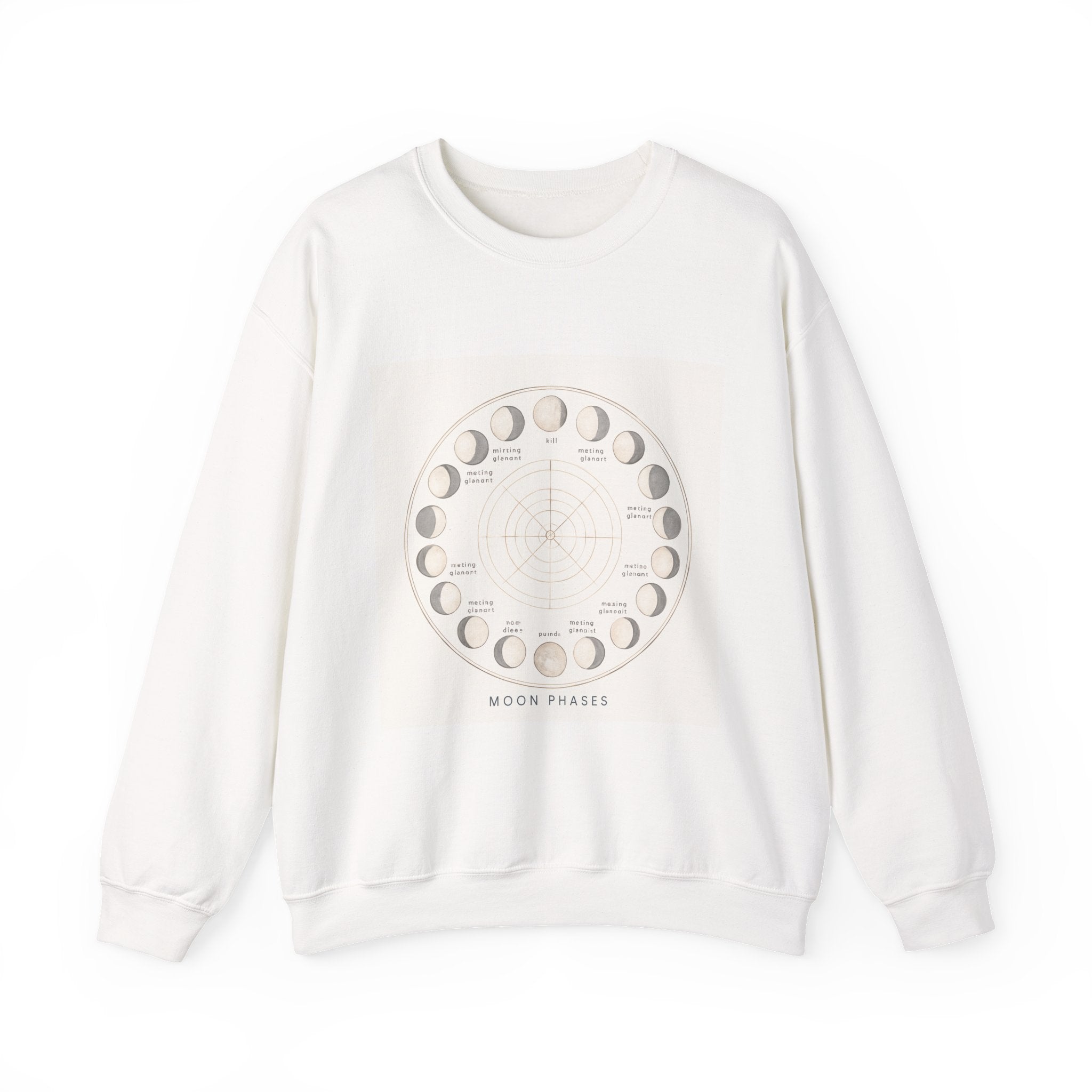 Moon Phases Sweatshirt — Lunar Cycle Graphic Crewneck