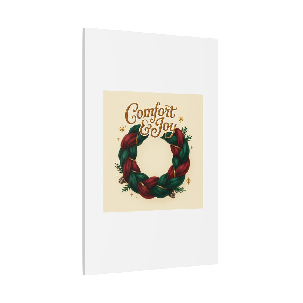 Christmas Wreath Canvas - "Comfort & Joy" Holiday Wall Art