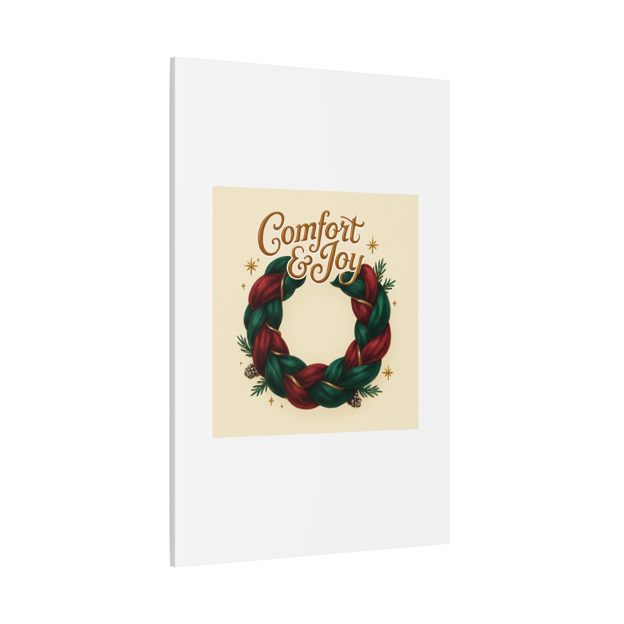 Christmas Wreath Canvas - "Comfort & Joy" Holiday Wall Art