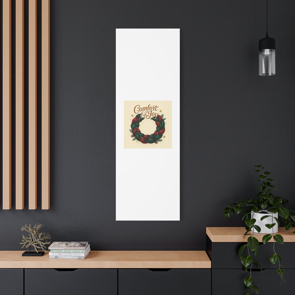 Christmas Wreath Canvas - "Comfort & Joy" Holiday Wall Art