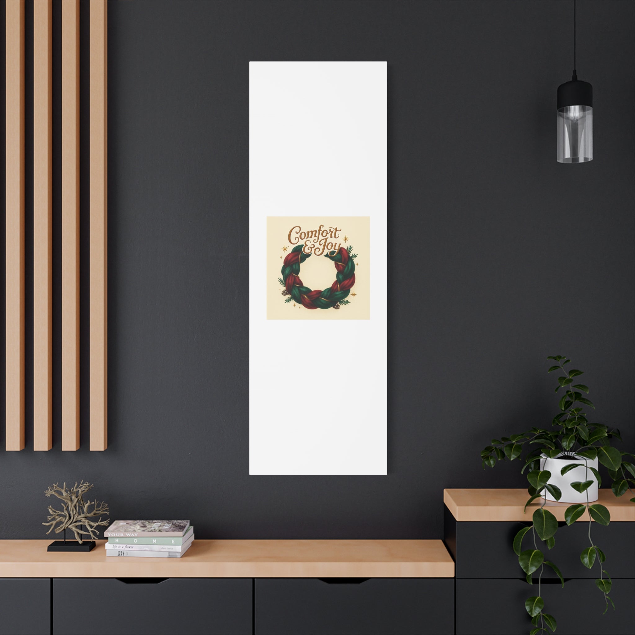 Christmas Wreath Canvas - "Comfort & Joy" Holiday Wall Art
