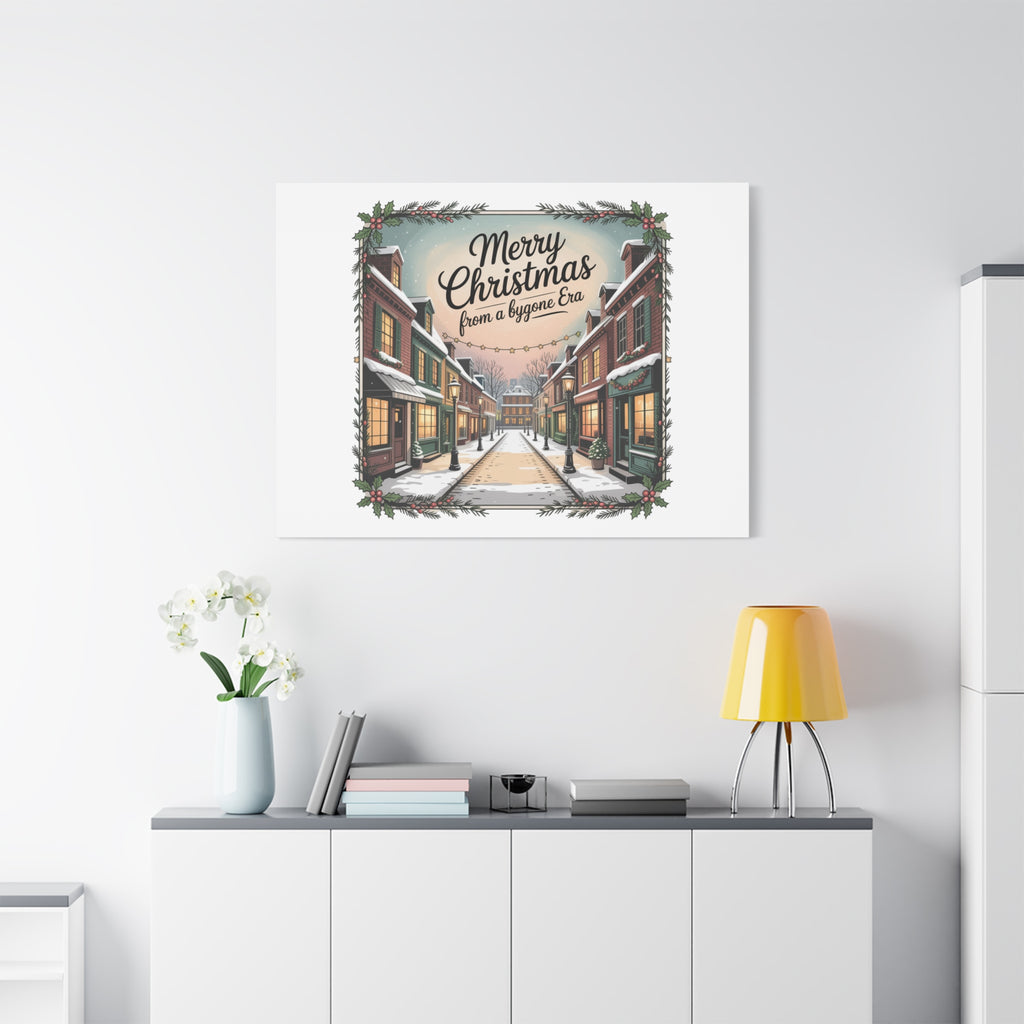 Merry Christmas Vintage Postcard Canvas | Retro Holiday Card Design