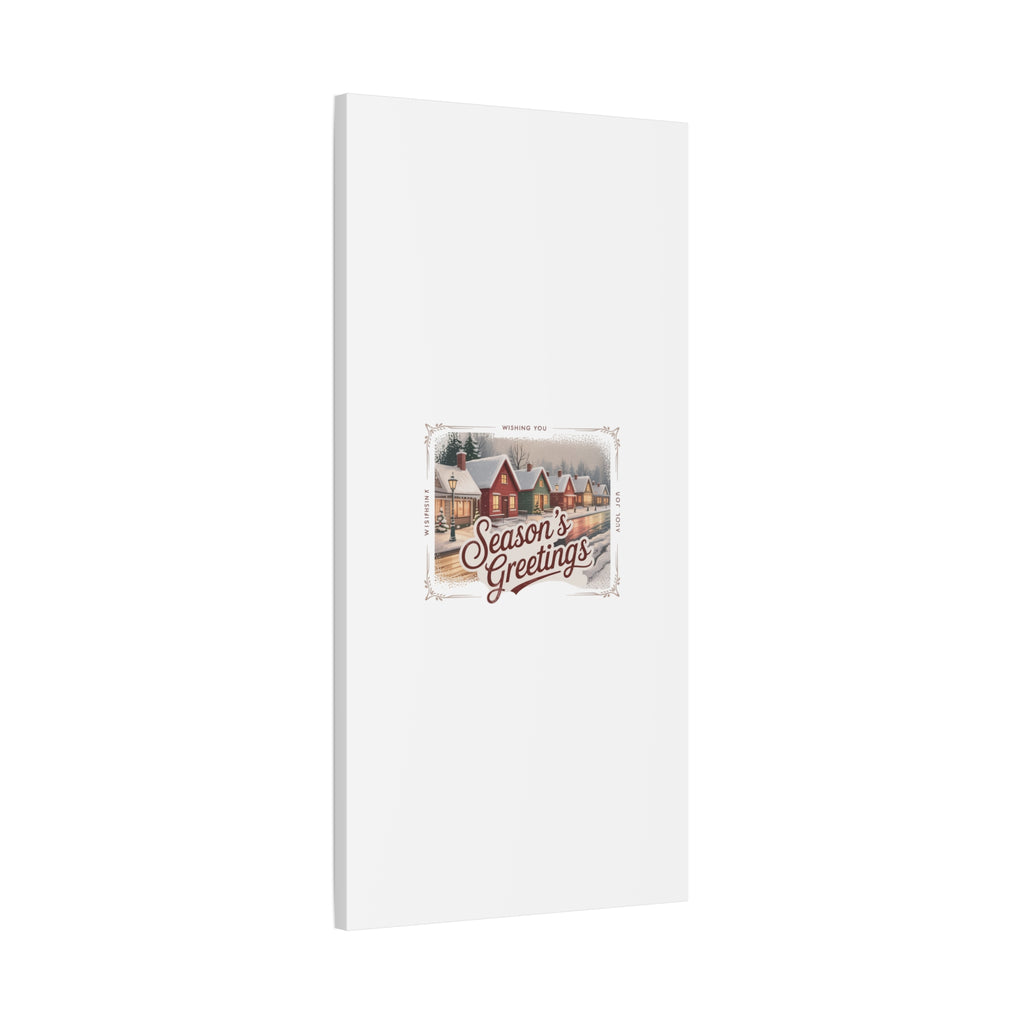 Season's Greetings Vintage Christmas Postcard Canvas | Retro Holiday Wall Art