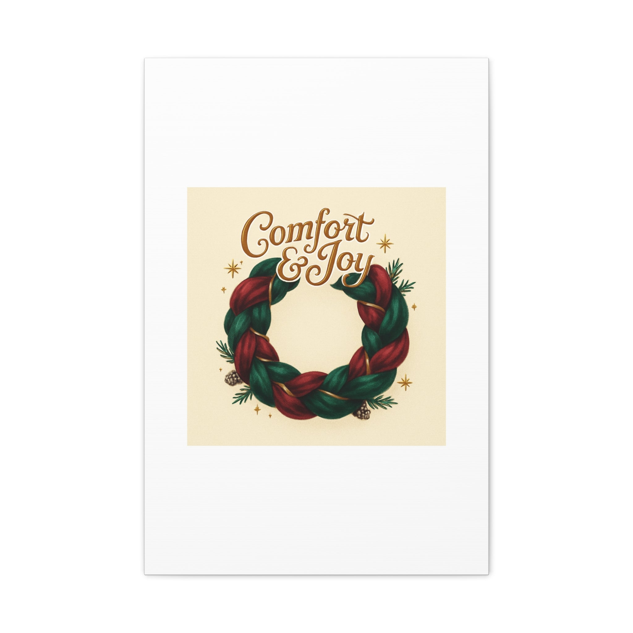 Christmas Wreath Canvas - "Comfort & Joy" Holiday Wall Art