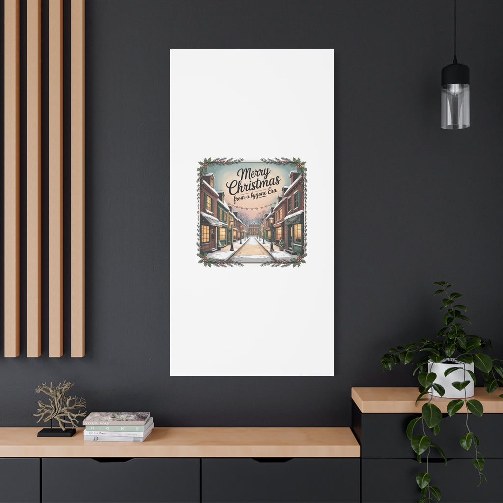 Merry Christmas Vintage Postcard Canvas | Retro Holiday Card Design