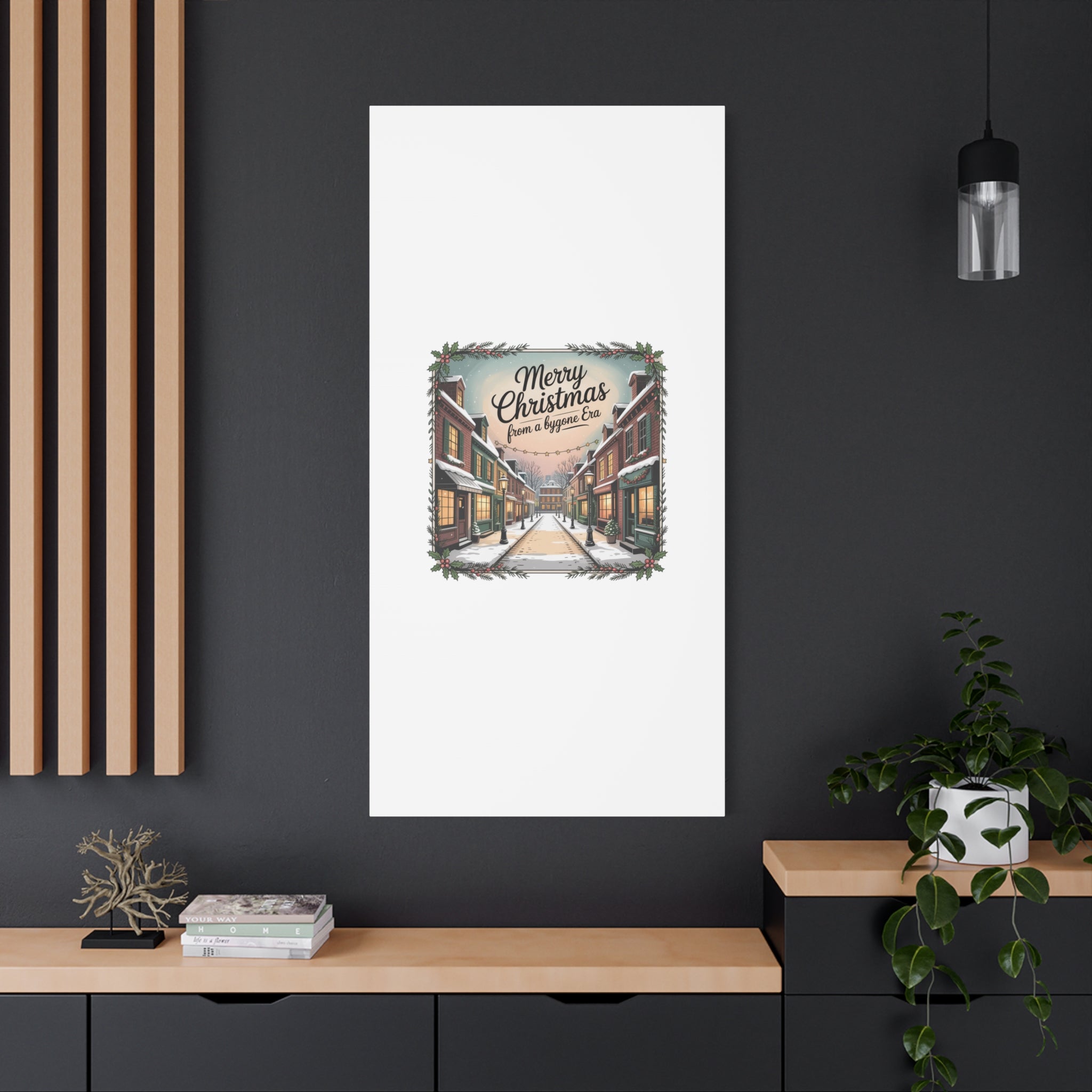 Merry Christmas Vintage Postcard Canvas | Retro Holiday Card Design