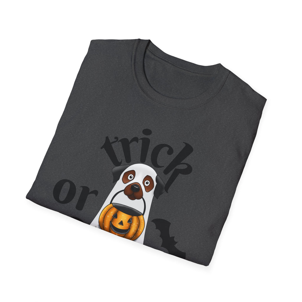 Halloween Puppy T-Shirt, Cute Trick or Treat Shirt, Unisex Dog Tee, Halloween Costume Top, Halloween Gift
