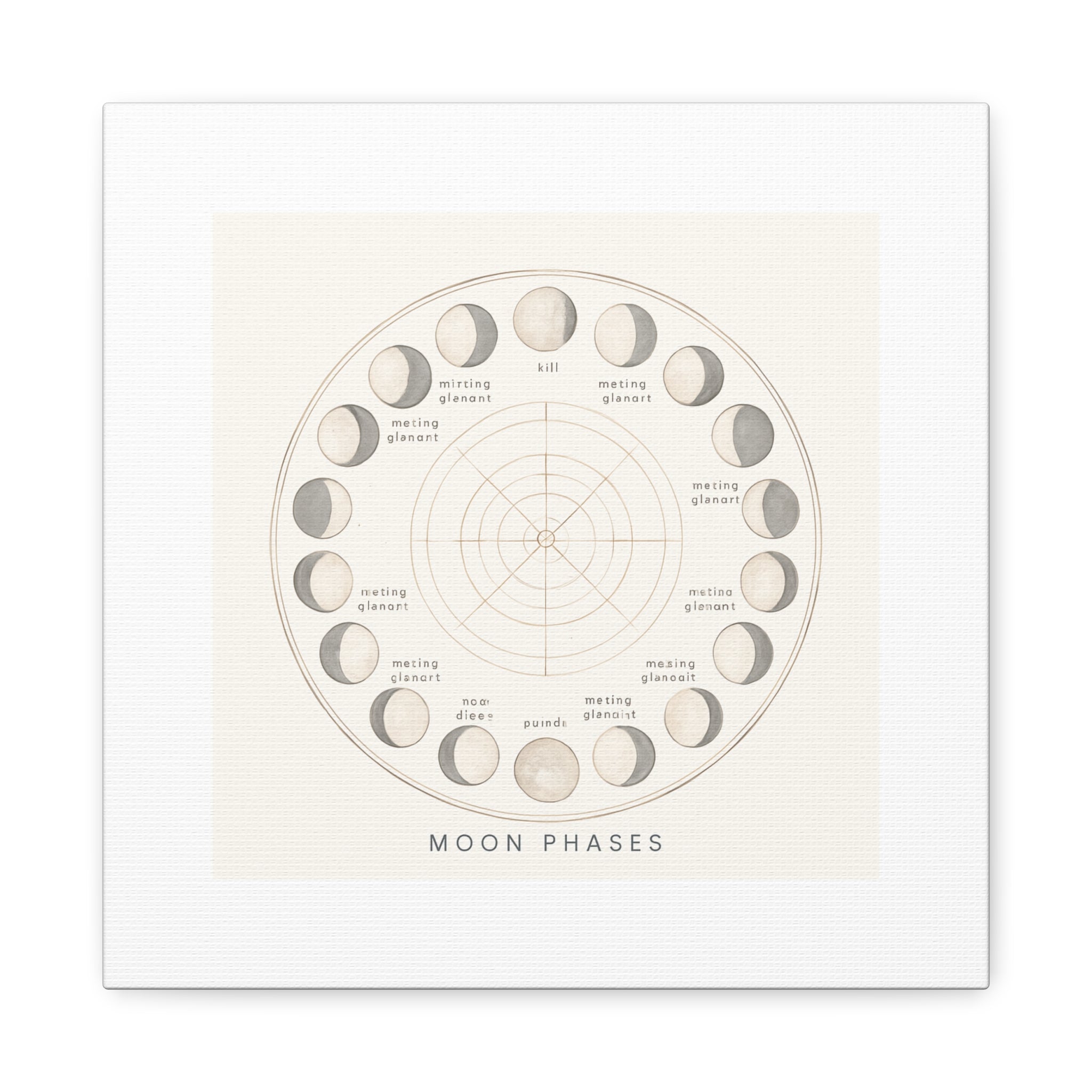 Moon Phases Canvas Print — Neutral Lunar Cycle Wall Art