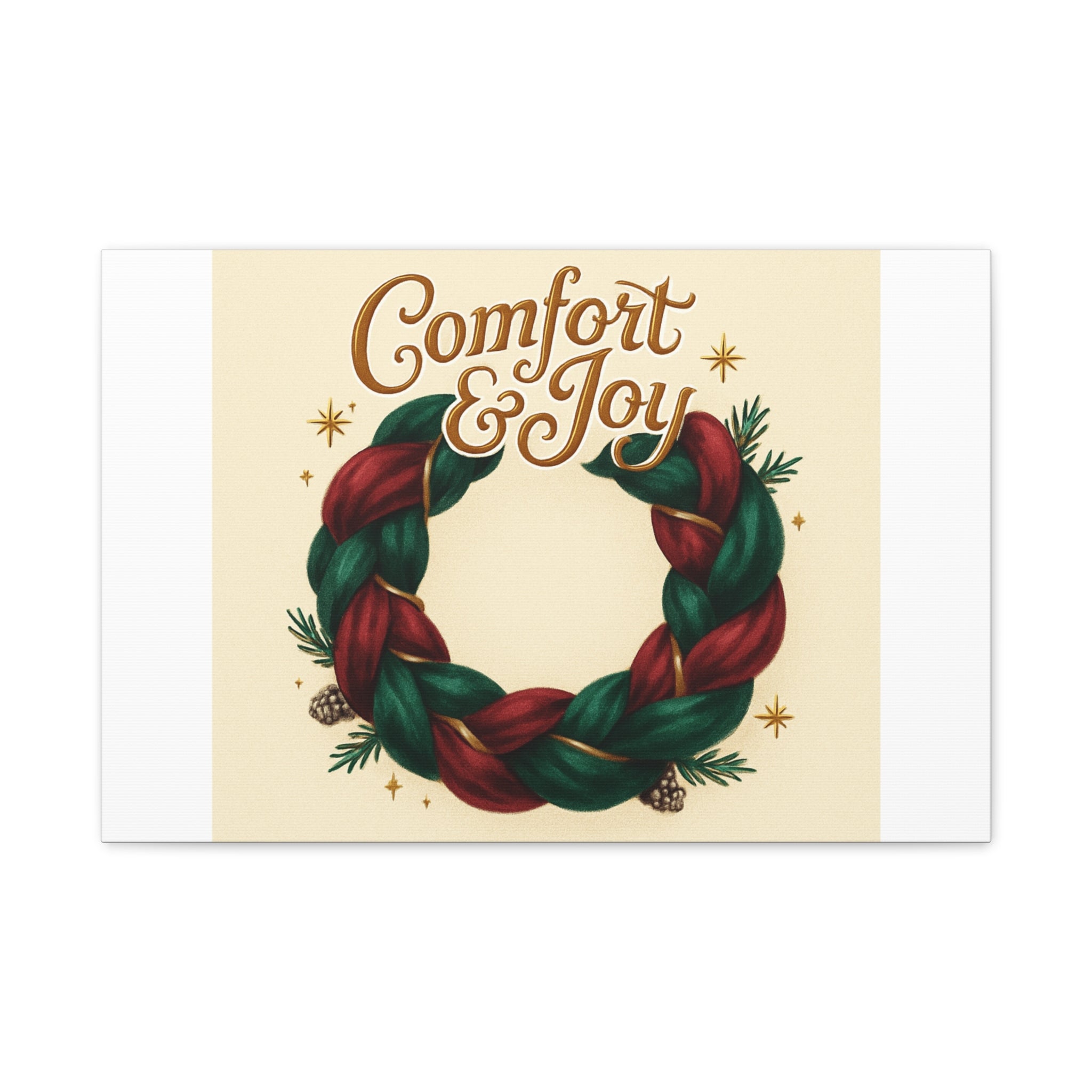Christmas Wreath Canvas - "Comfort & Joy" Holiday Wall Art