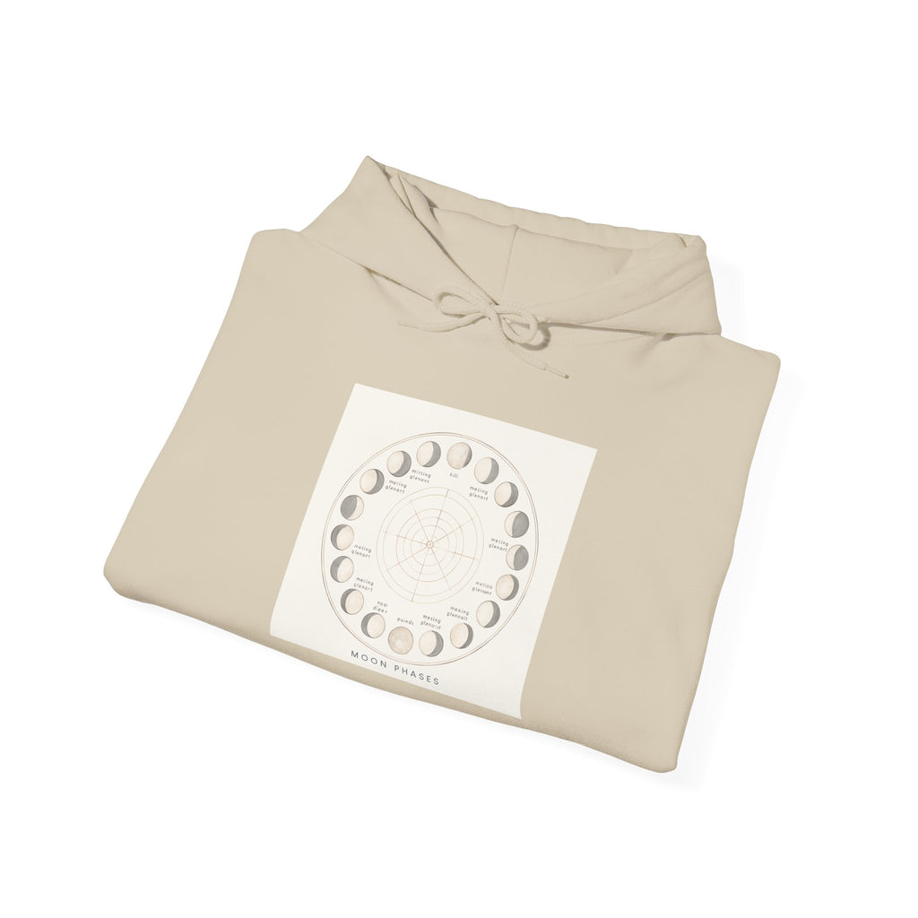 Moon Phase Hoodie — Minimal Lunar Cycle Graphic Sweatshirt