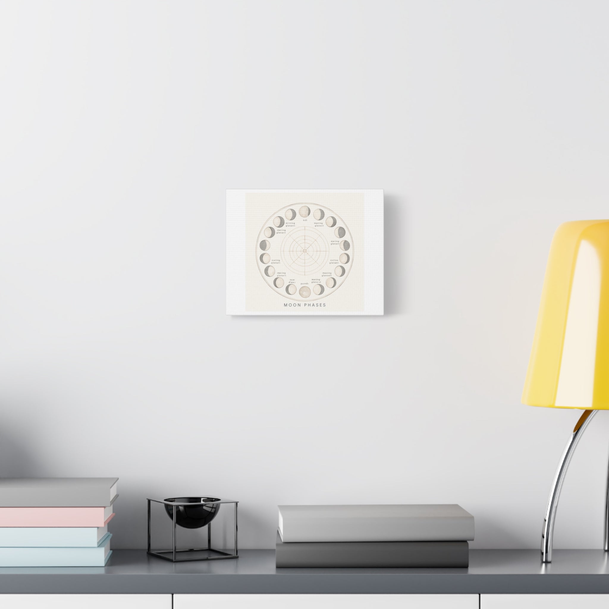 Moon Phases Canvas Print — Neutral Lunar Cycle Wall Art