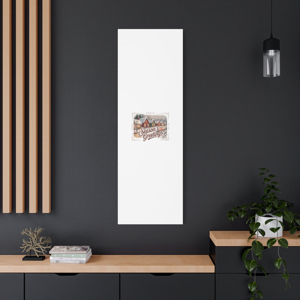 Season's Greetings Vintage Christmas Postcard Canvas | Retro Holiday Wall Art