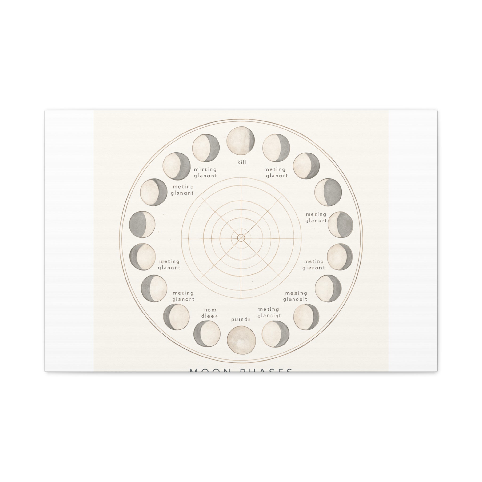 Moon Phases Canvas Print — Neutral Lunar Cycle Wall Art