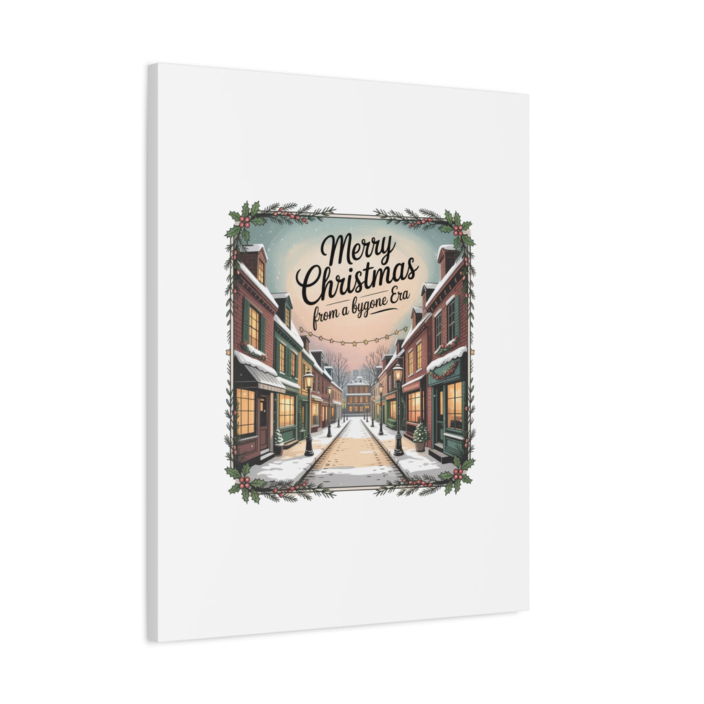 Merry Christmas Vintage Postcard Canvas | Retro Holiday Card Design