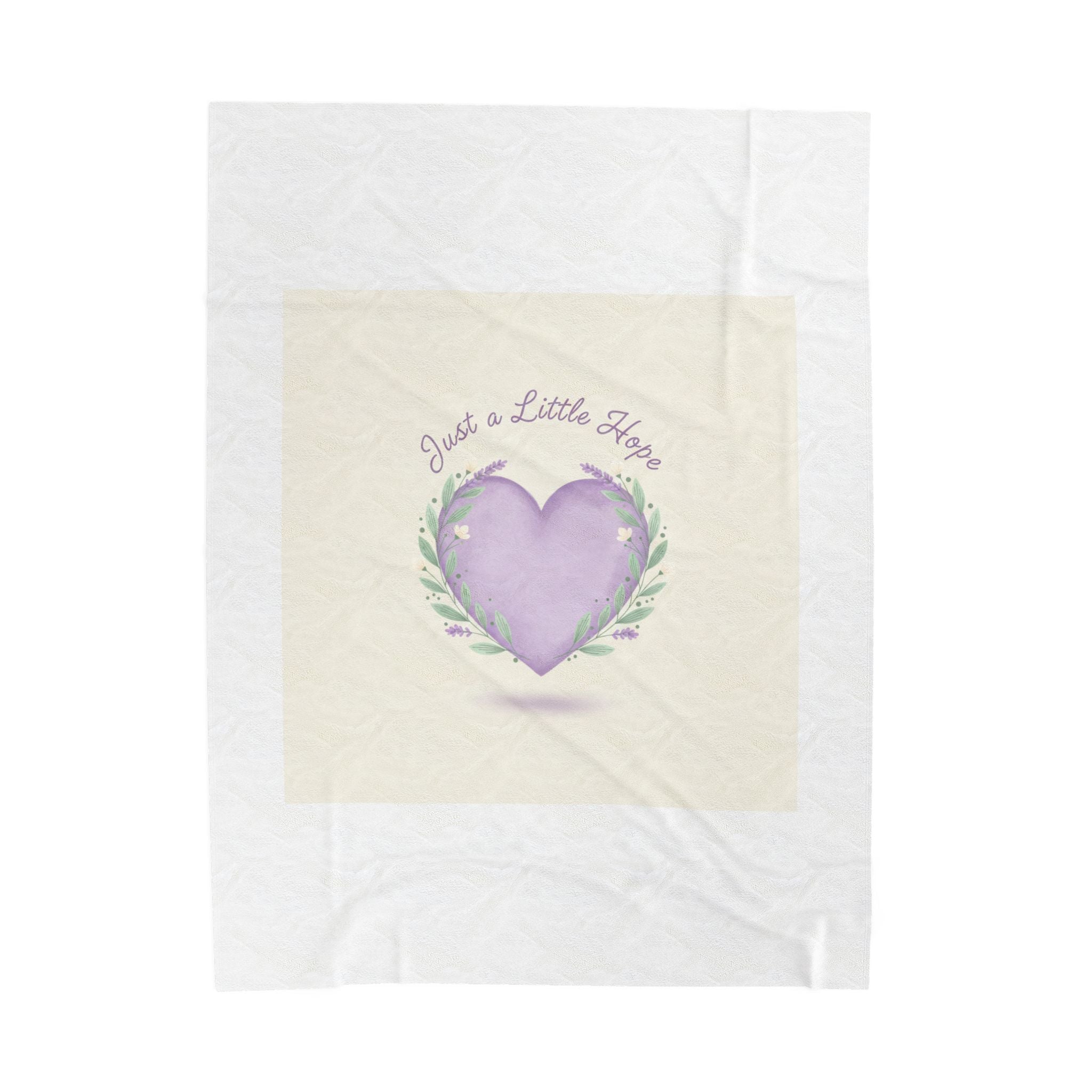 Just a Little Hope Heart, Velveteen Plush Blanket | Positive Micro-Optimism, Lavender