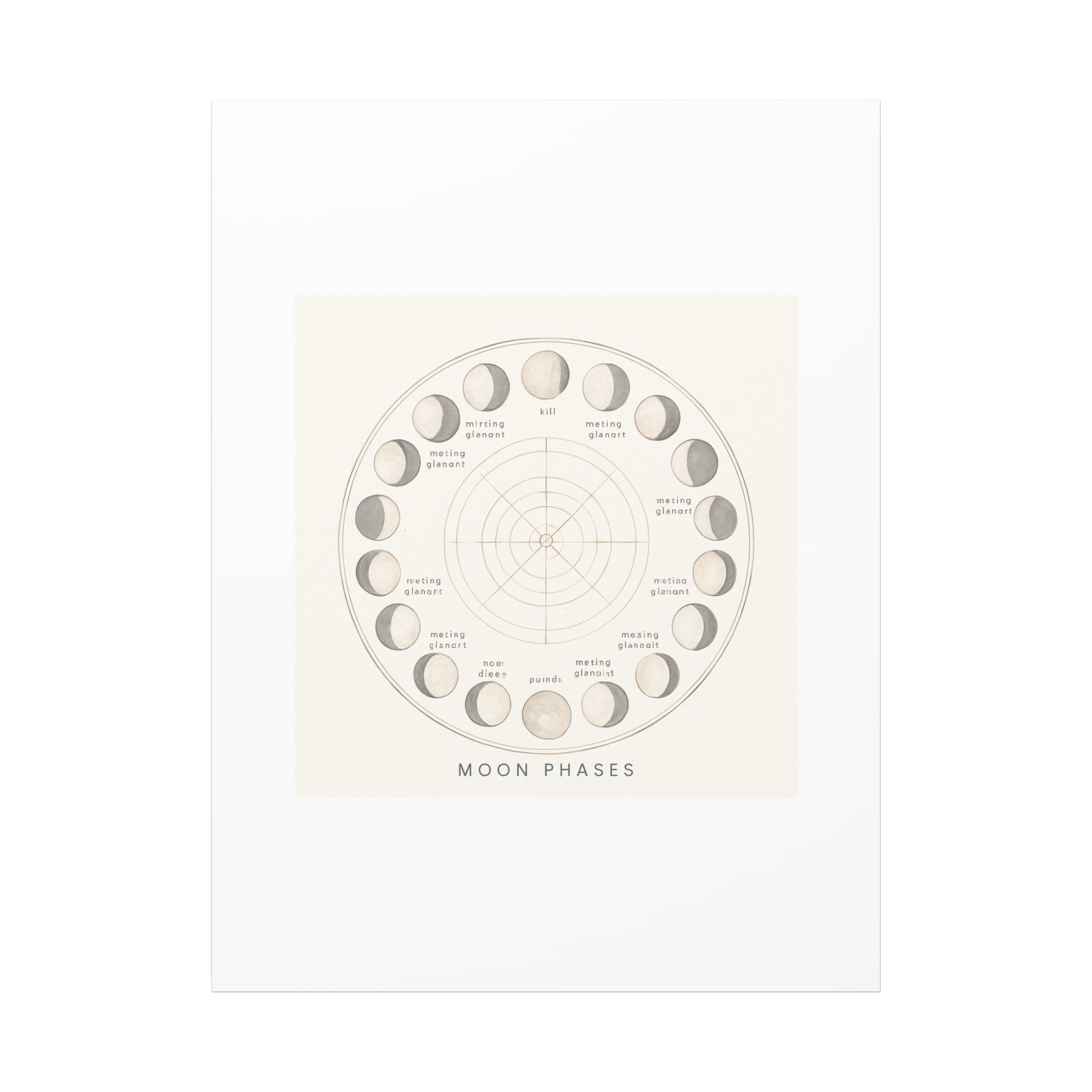Moon Phases Canvas Print — Neutral Lunar Cycle Wall Art