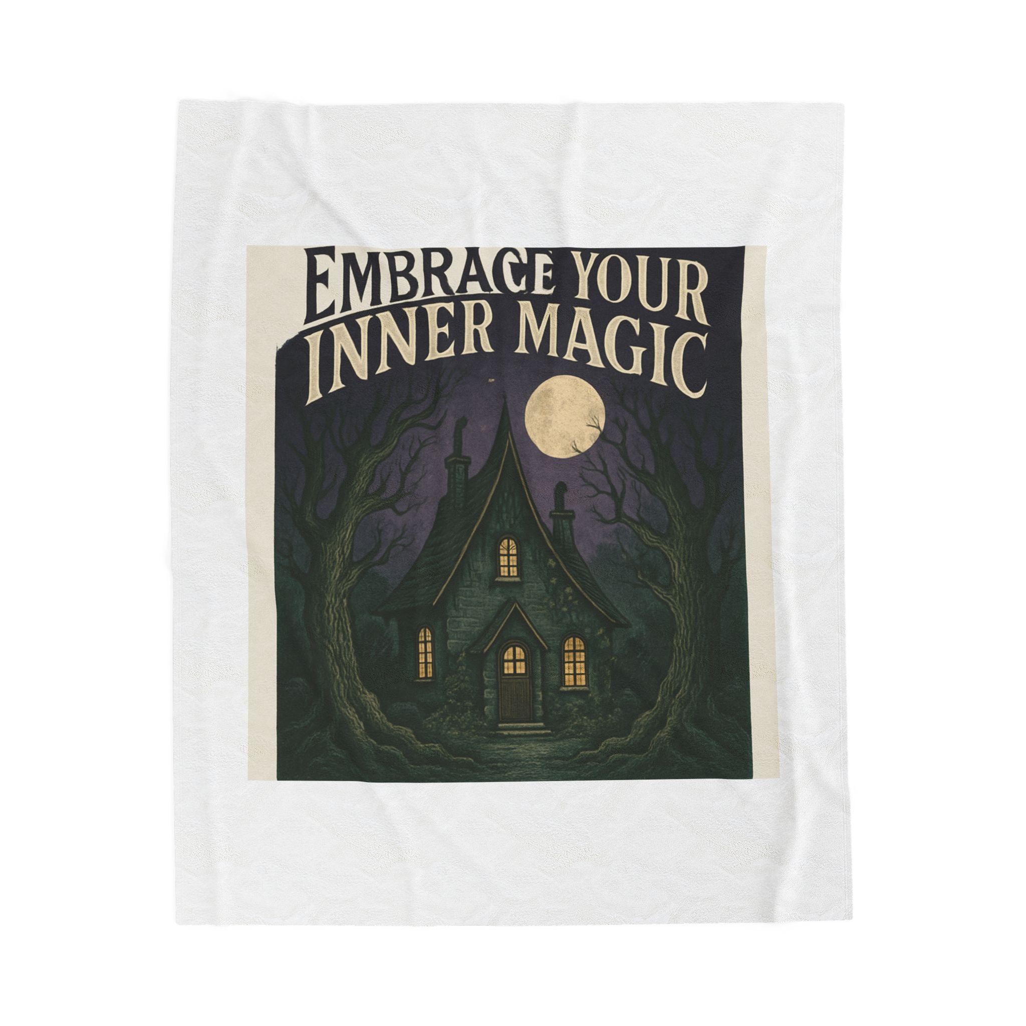 Velveteen Plush Blanket — "Embrace Your Inner Magic" Cottage Moonlight Throw
