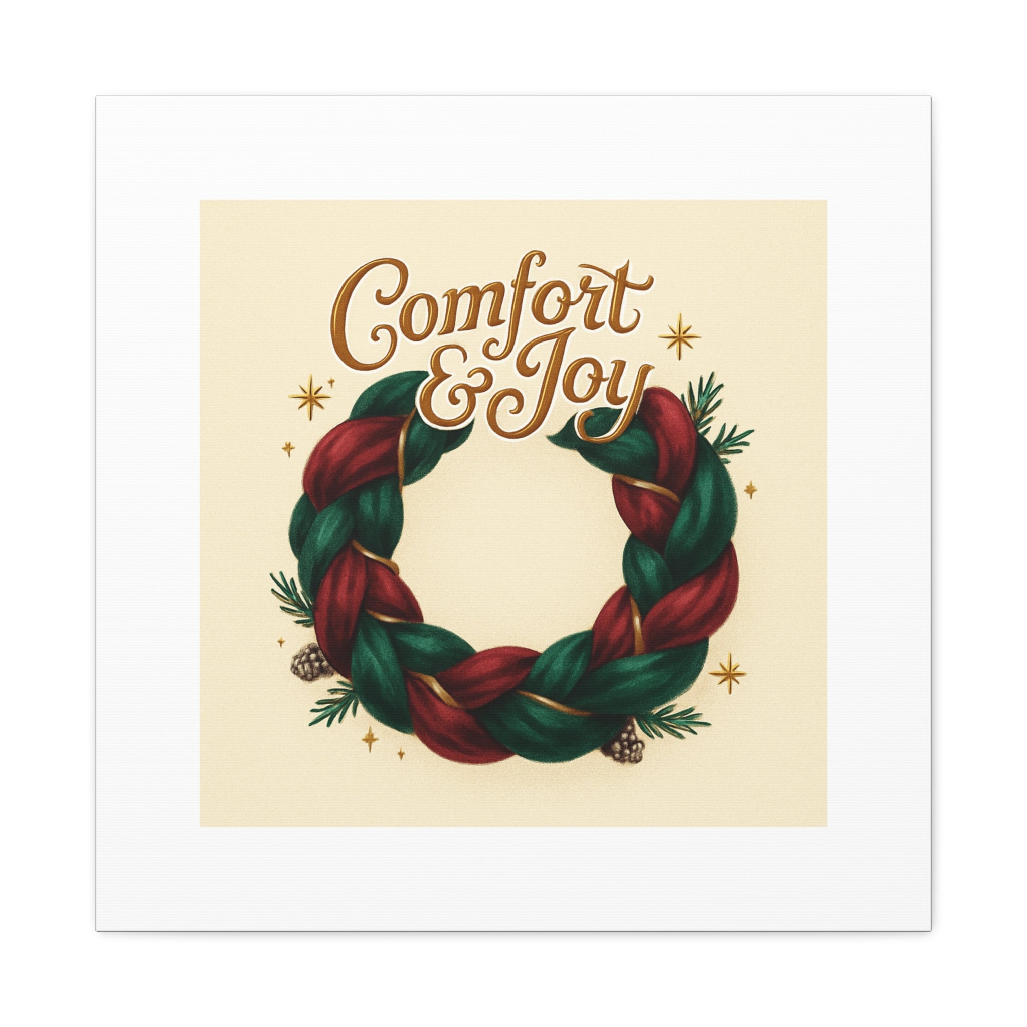 Christmas Wreath Canvas - "Comfort & Joy" Holiday Wall Art