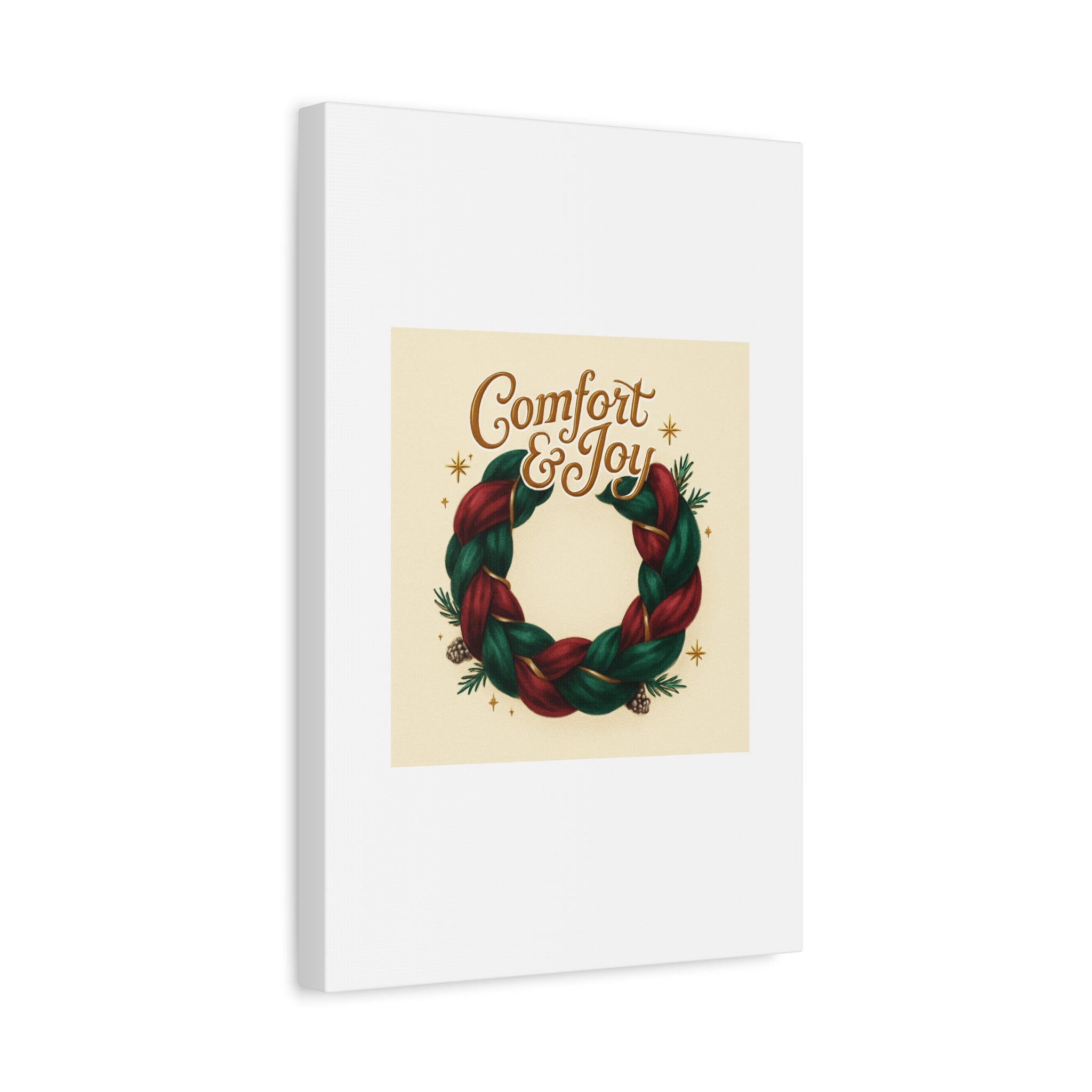 Christmas Wreath Canvas - "Comfort & Joy" Holiday Wall Art