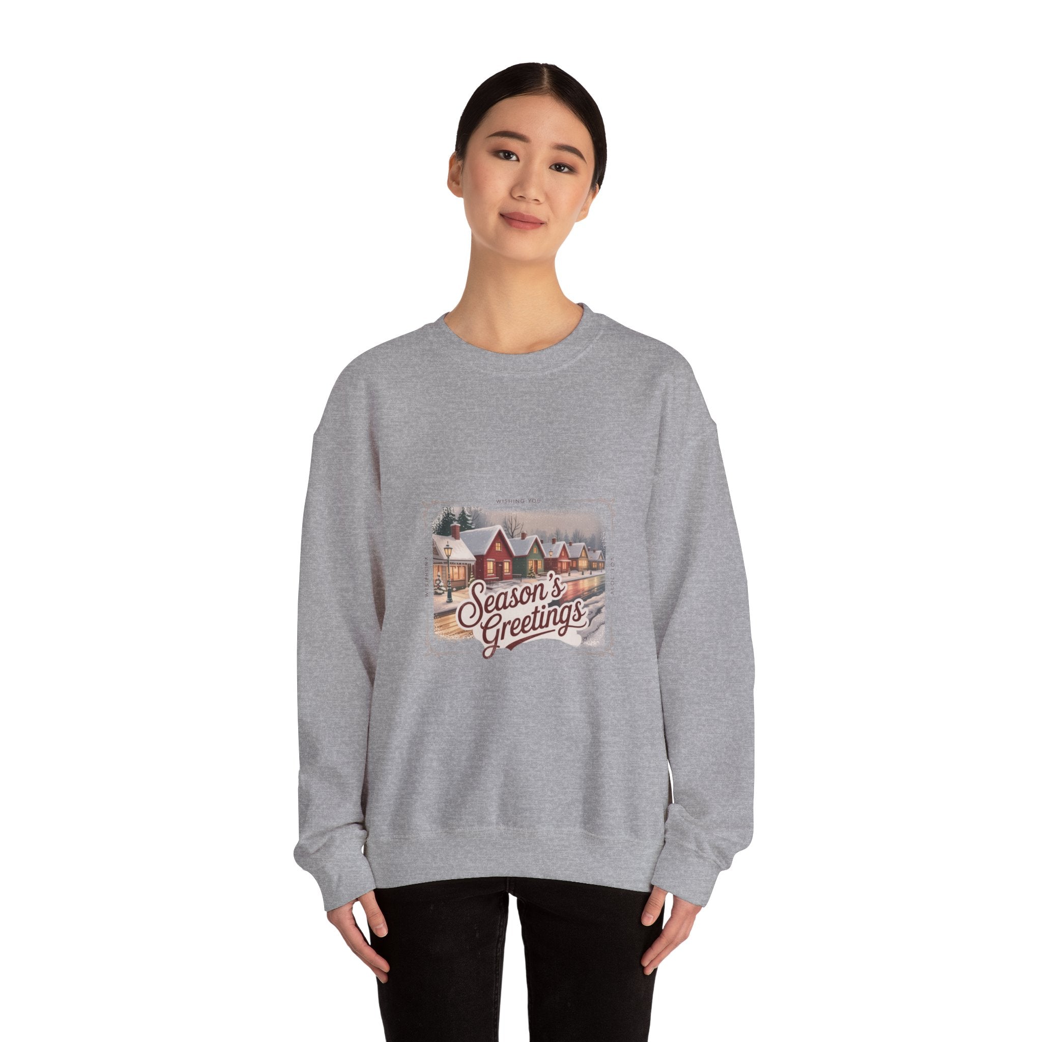 Vintage Christmas Postcard Crewneck Sweatshirt | retro holiday card design, sepia holiday