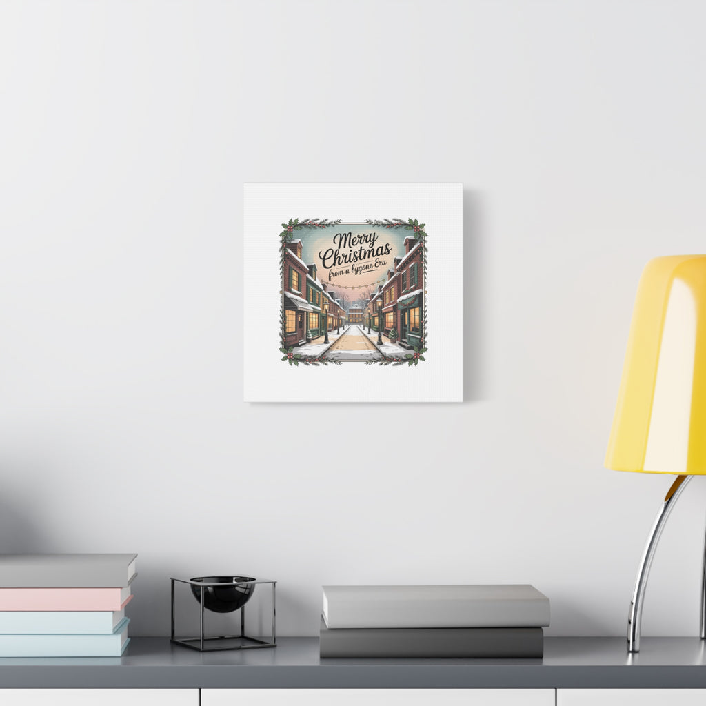 Merry Christmas Vintage Postcard Canvas | Retro Holiday Card Design