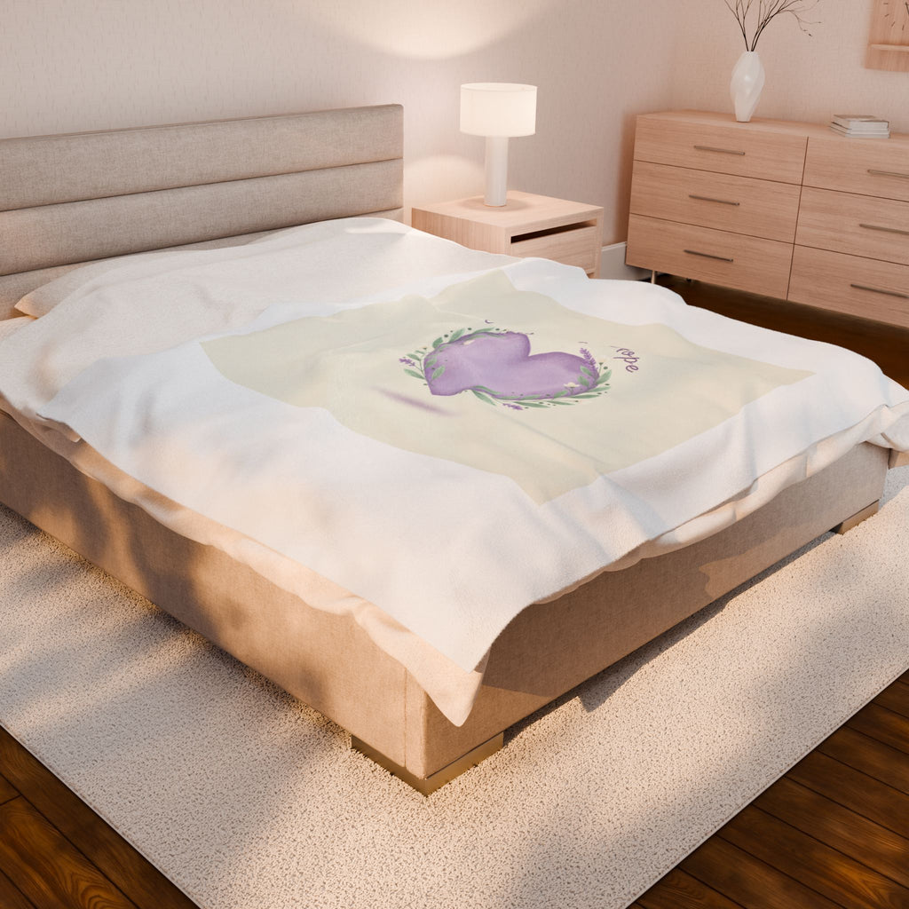 Just a Little Hope Heart, Velveteen Plush Blanket | Positive Micro-Optimism, Lavender