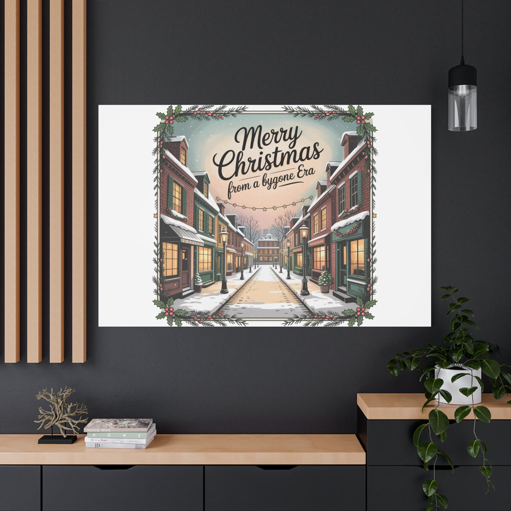Merry Christmas Vintage Postcard Canvas | Retro Holiday Card Design