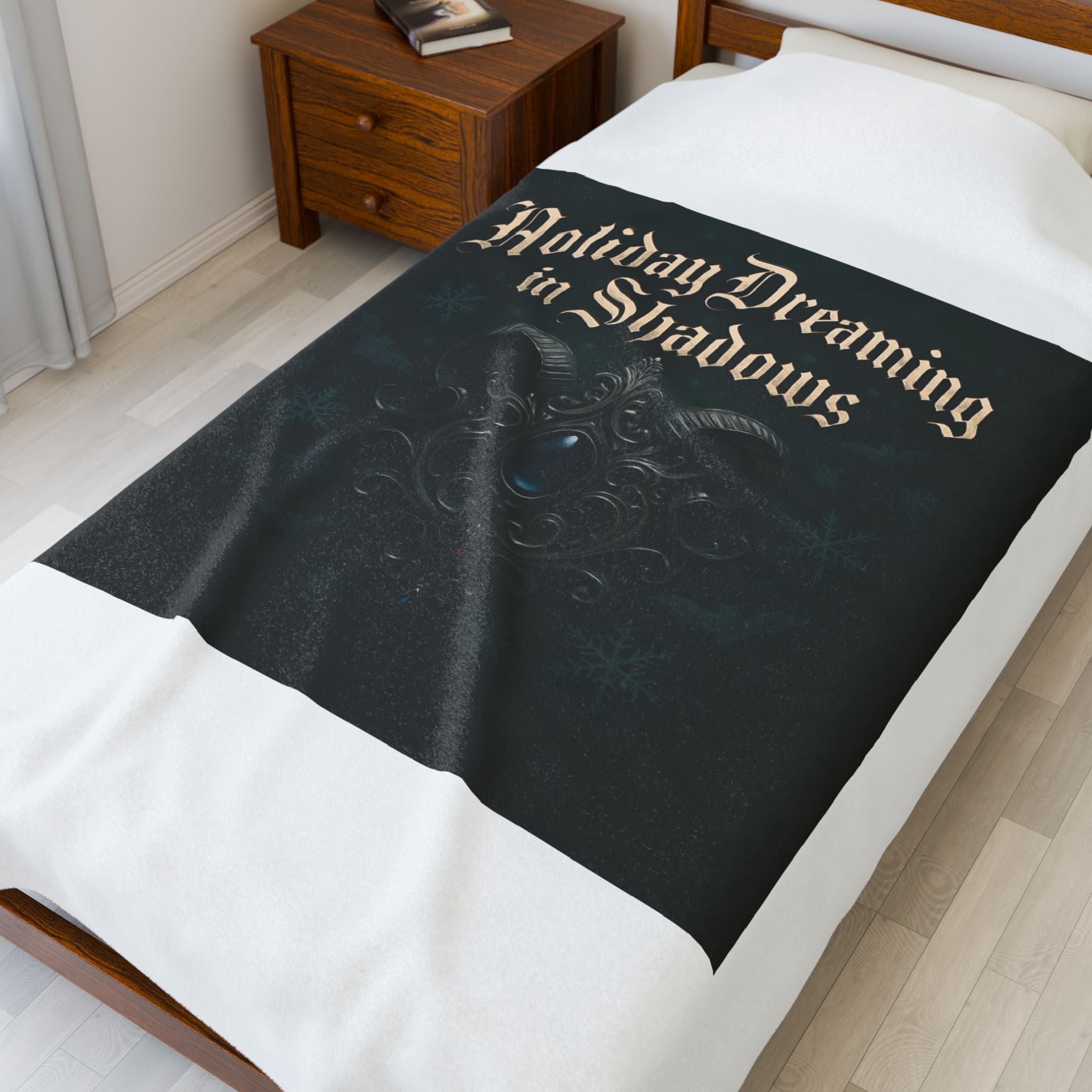 Holiday Dreaming in Shadows Velveteen Plush Blanket