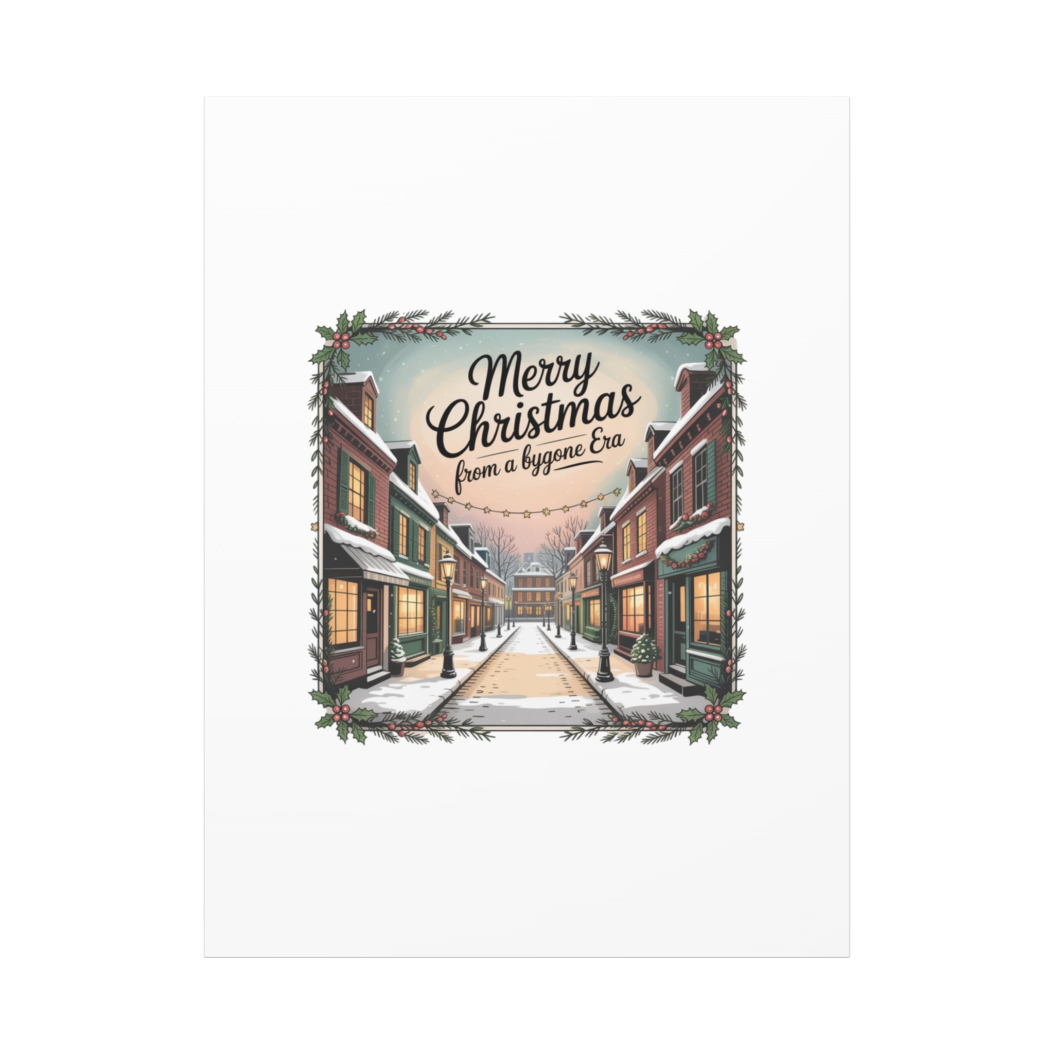 Merry Christmas Vintage Postcard Canvas | Retro Holiday Card Design
