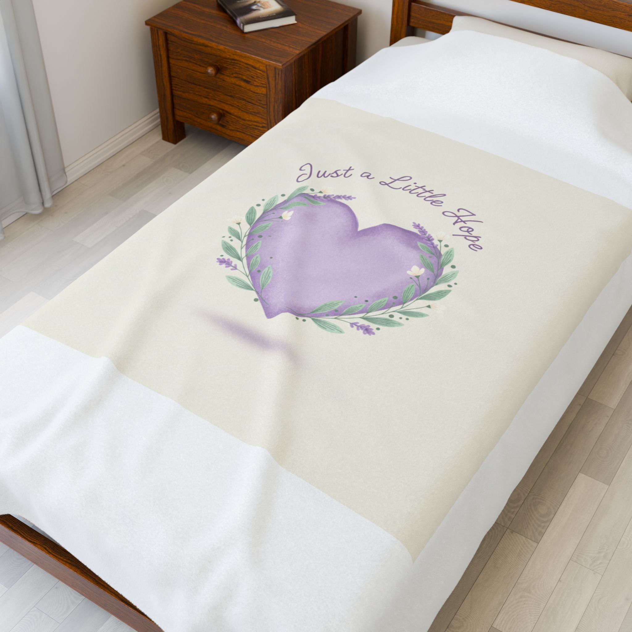 Just a Little Hope Heart, Velveteen Plush Blanket | Positive Micro-Optimism, Lavender