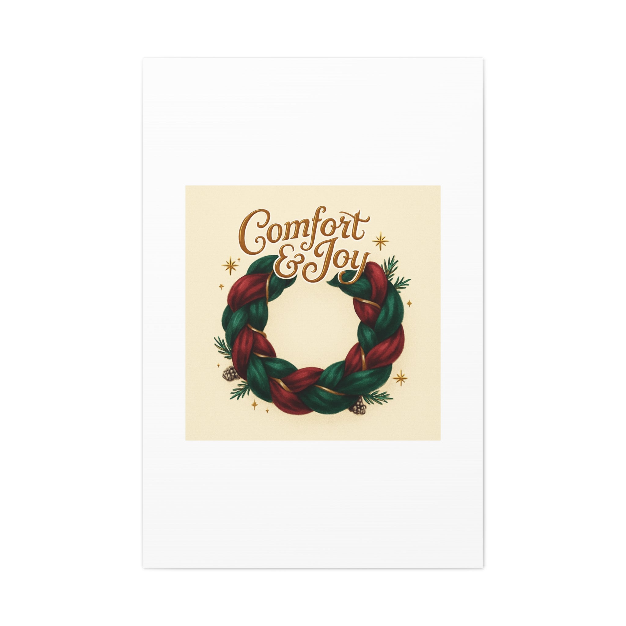 Christmas Wreath Canvas - "Comfort & Joy" Holiday Wall Art