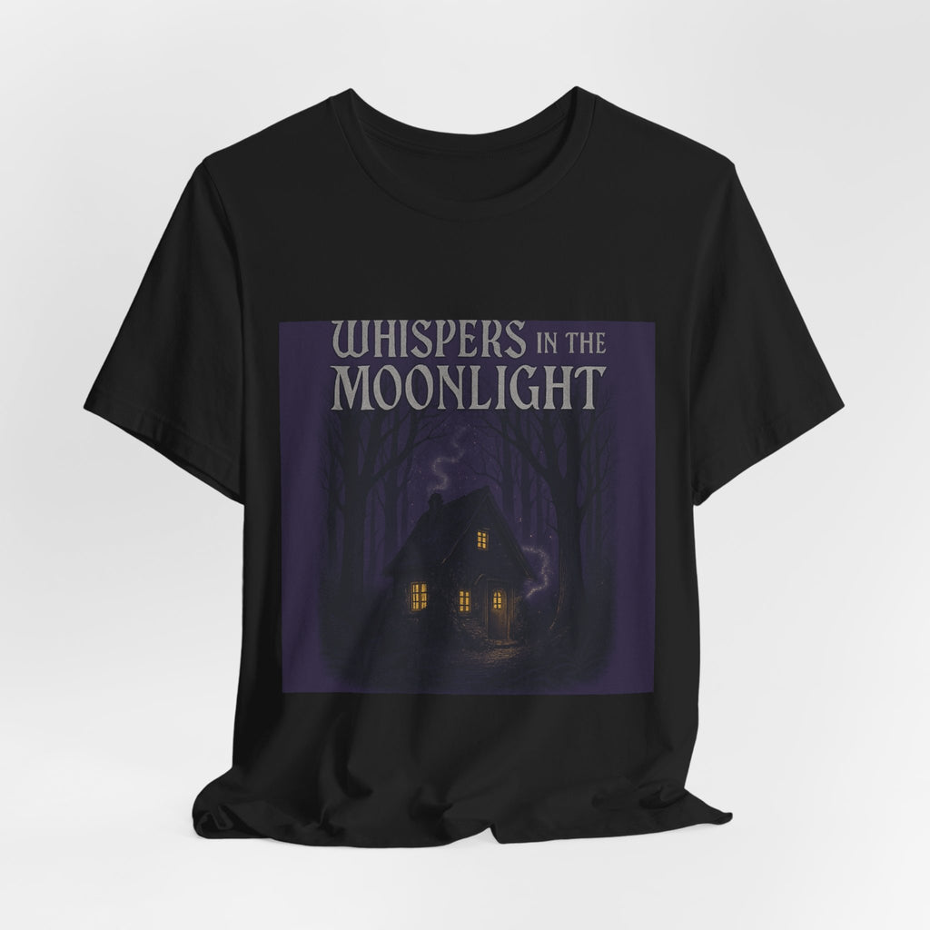 Whispers in the Moonlight Tee — Haunted Cabin Night Graphic T-Shirt
