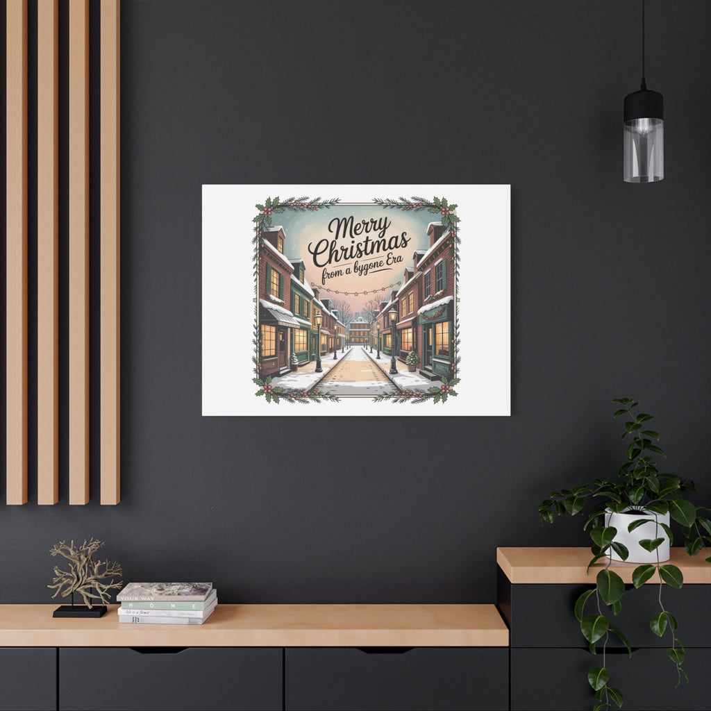 Merry Christmas Vintage Postcard Canvas | Retro Holiday Card Design
