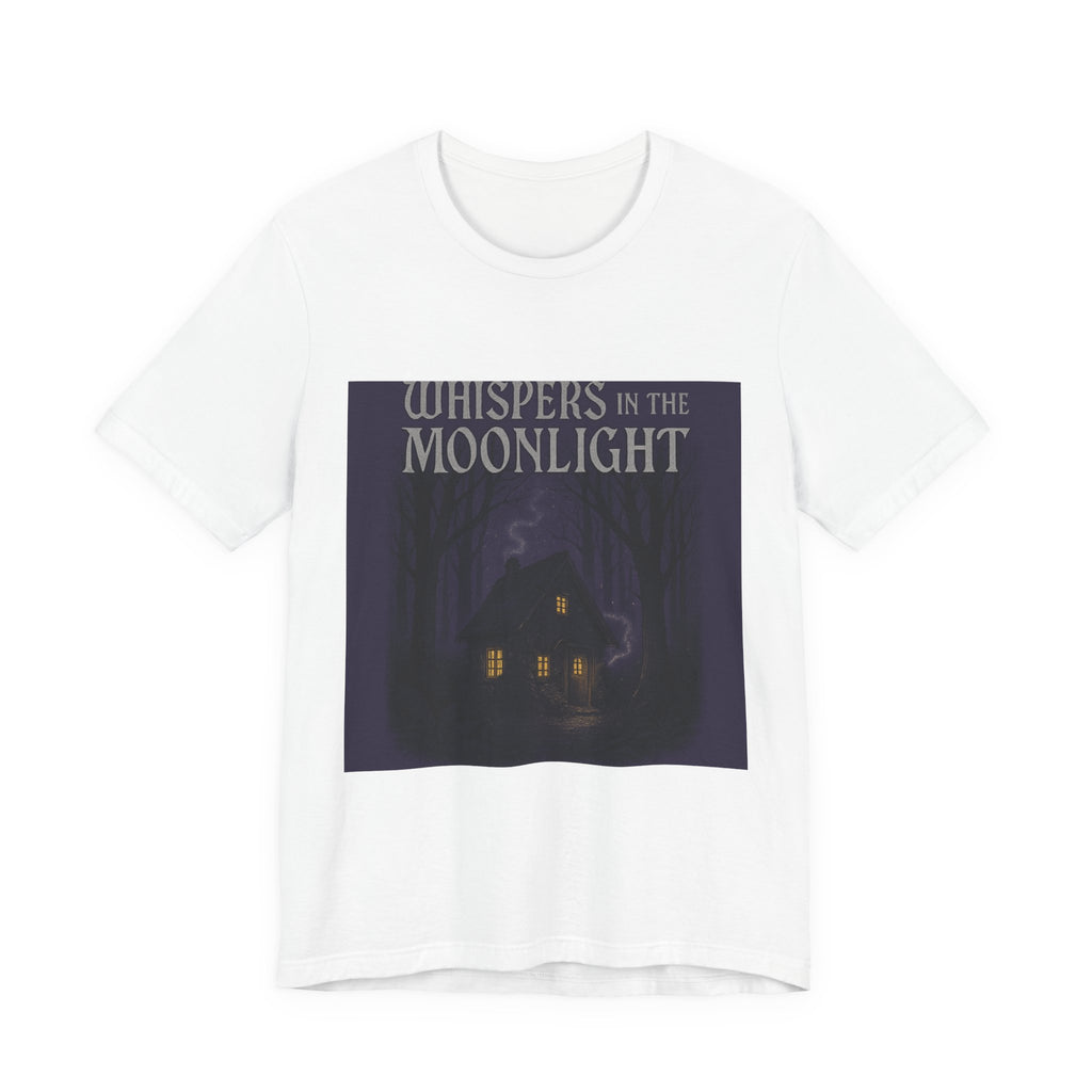 Whispers in the Moonlight Tee — Haunted Cabin Night Graphic T-Shirt