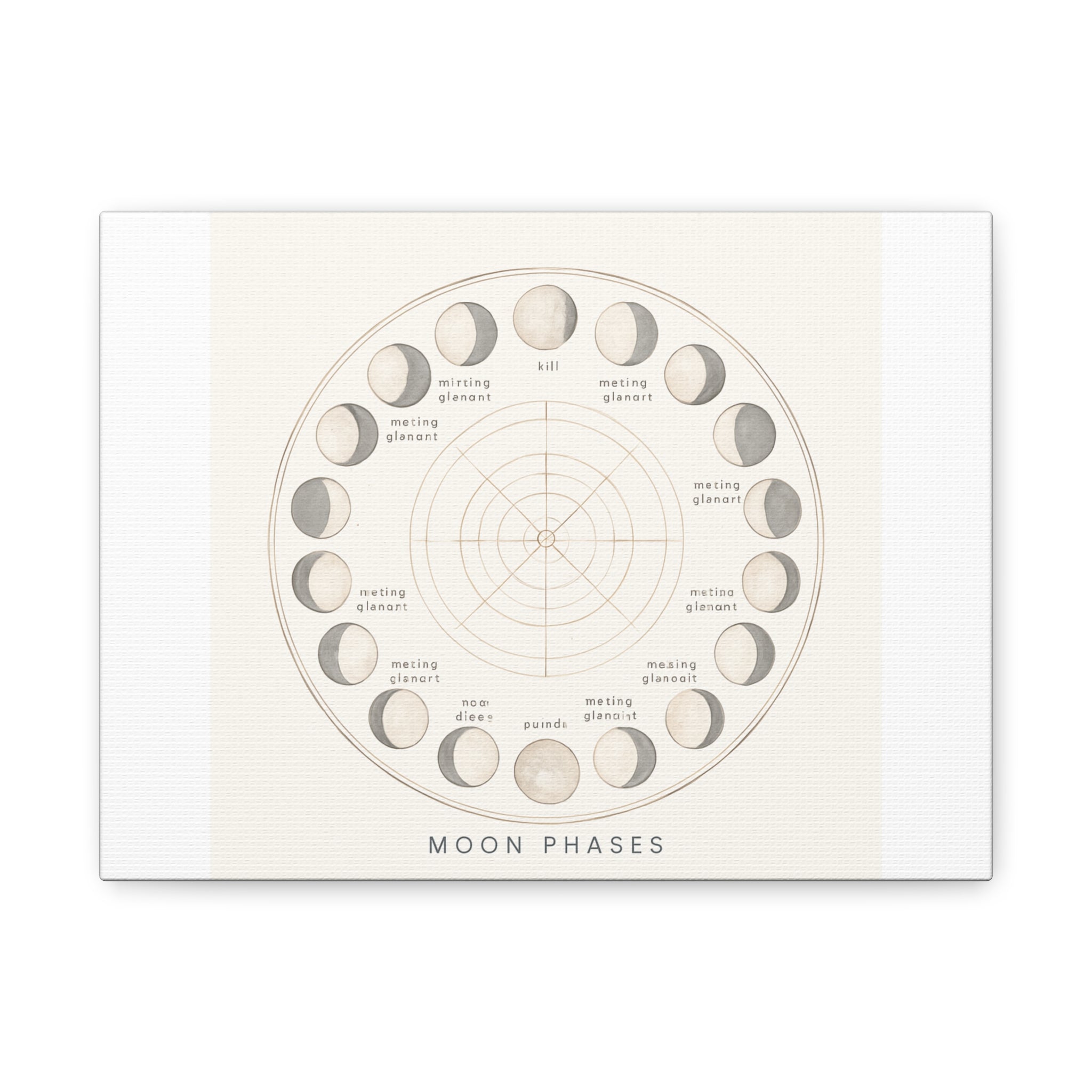 Moon Phases Canvas Print — Neutral Lunar Cycle Wall Art