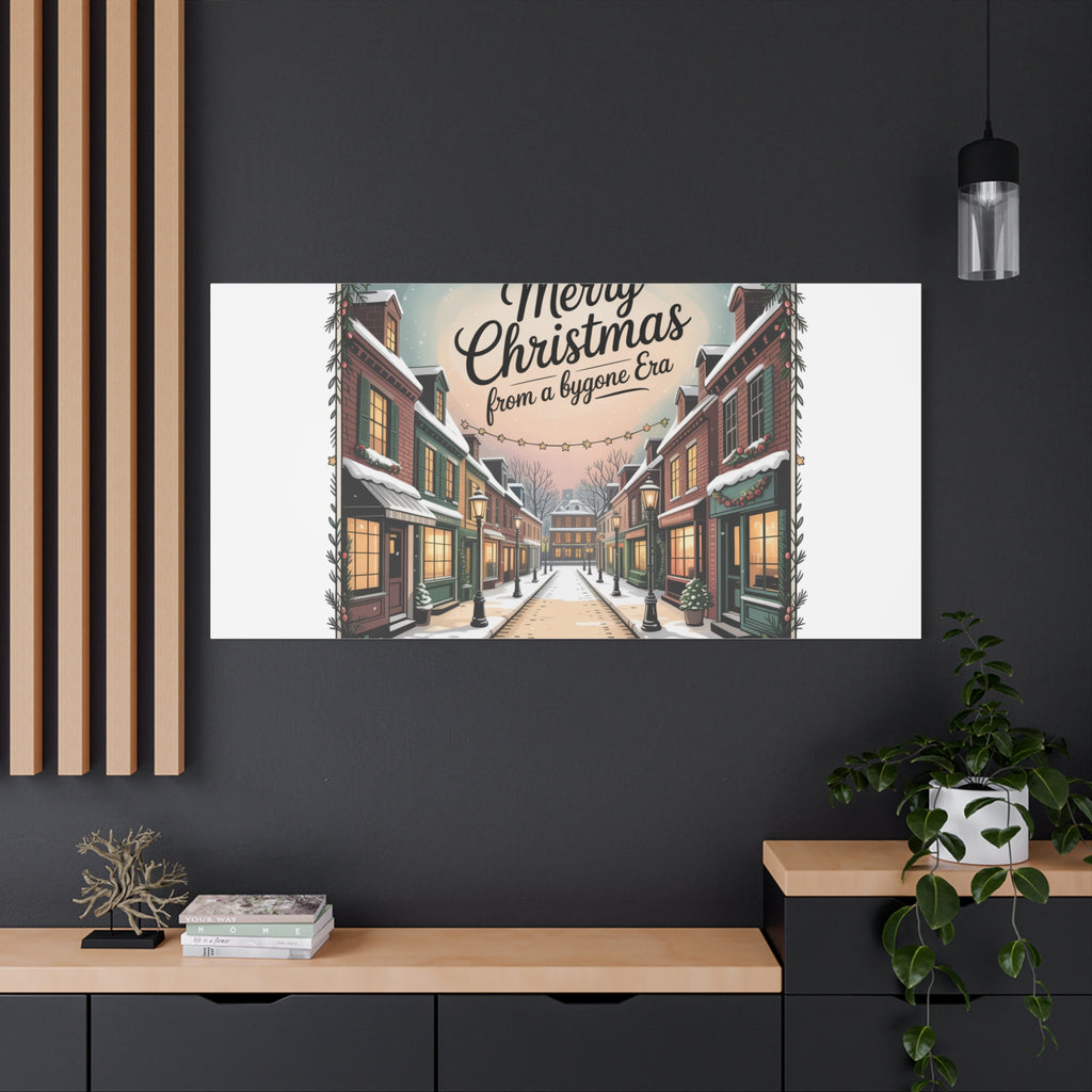 Merry Christmas Vintage Postcard Canvas | Retro Holiday Card Design