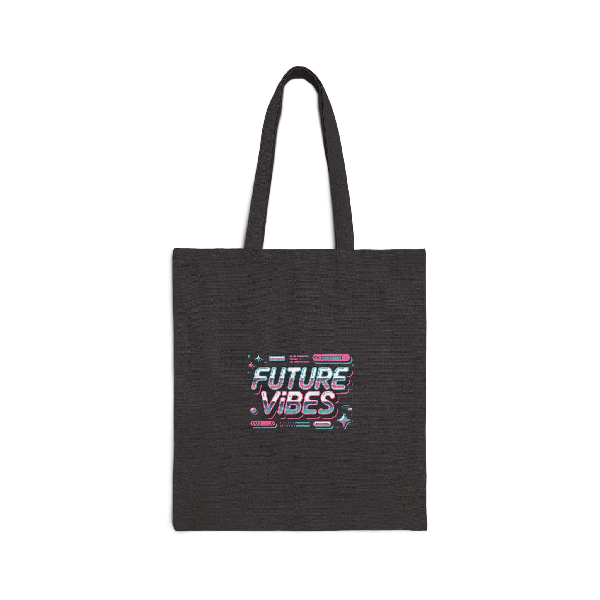 Future Vibes chrome text Tote | Y2K cyber holo aesthetic, retro tech print