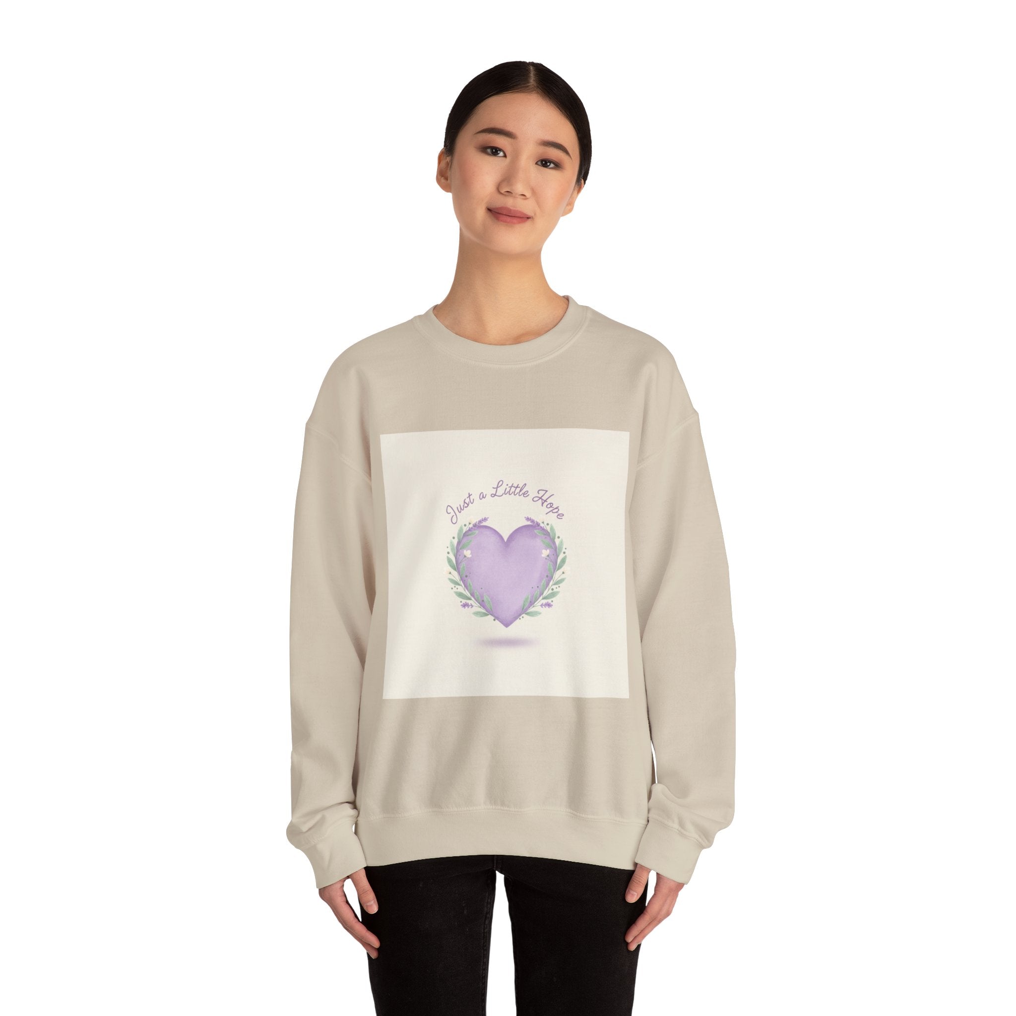 just a little hope sweatshirt | positive micro-optimism, lavender heart