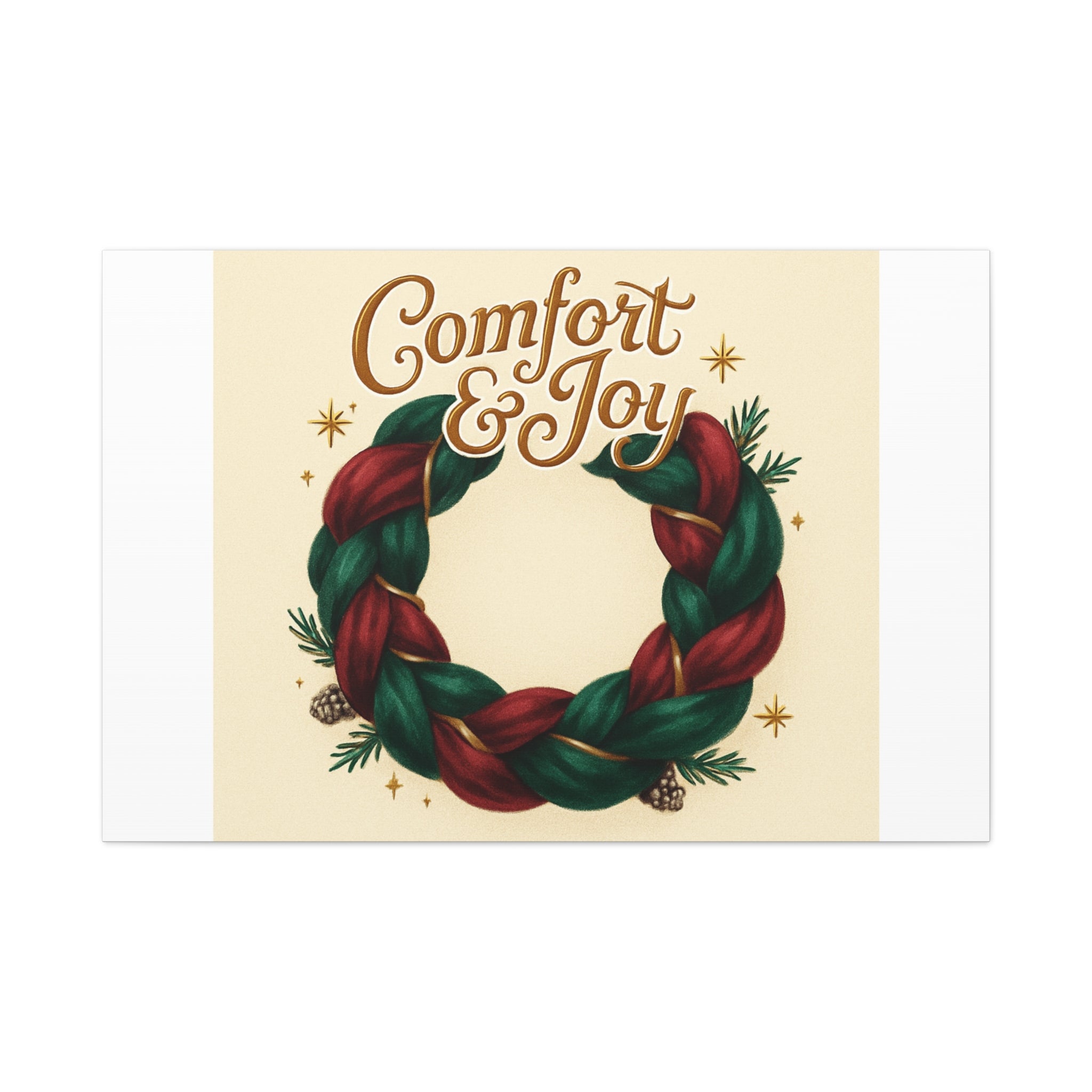 Christmas Wreath Canvas - "Comfort & Joy" Holiday Wall Art