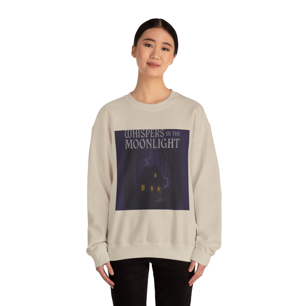 Whispers in the Moonlight Sweatshirt — Cozy Haunted Cottage Crewneck