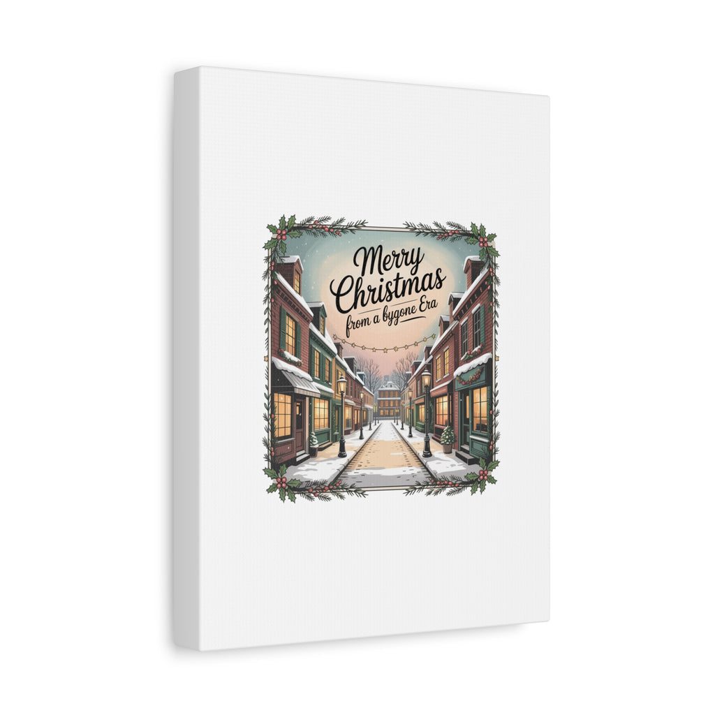 Merry Christmas Vintage Postcard Canvas | Retro Holiday Card Design