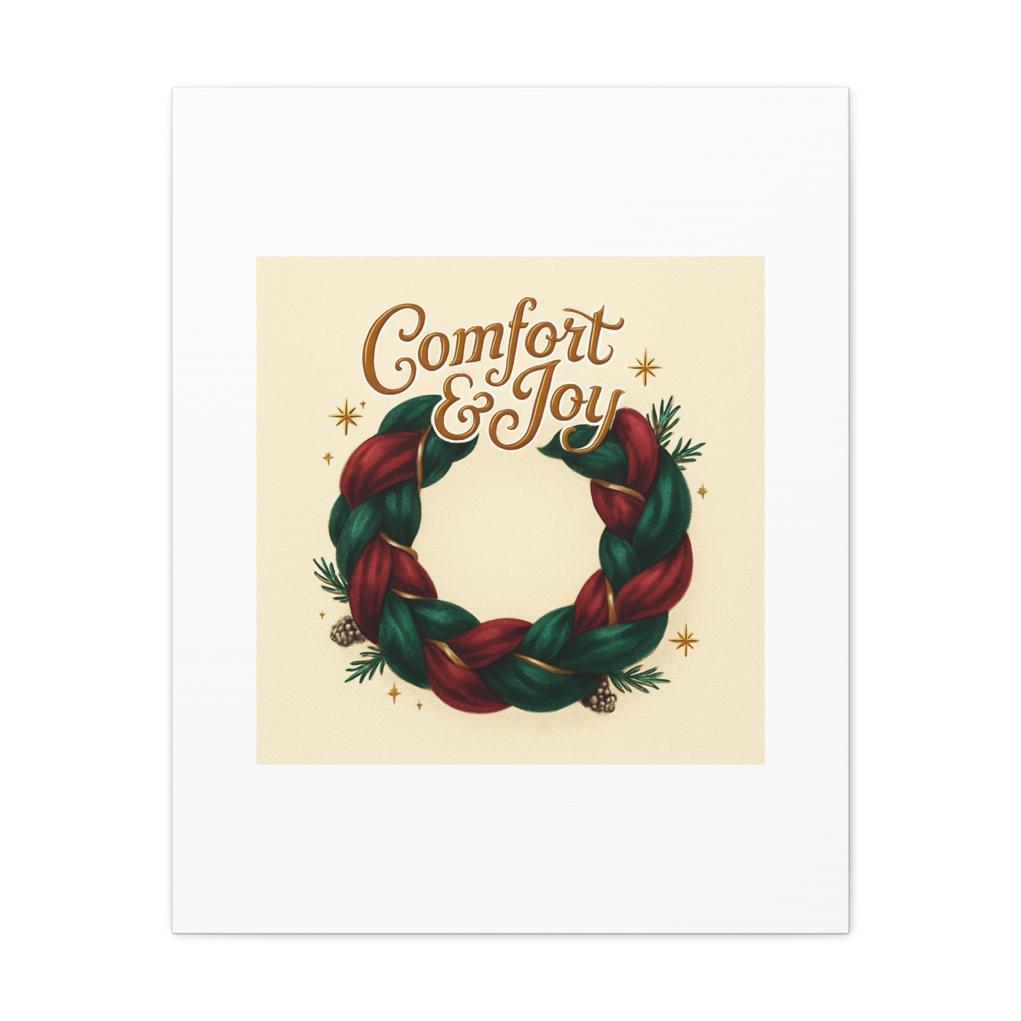 Christmas Wreath Canvas - "Comfort & Joy" Holiday Wall Art