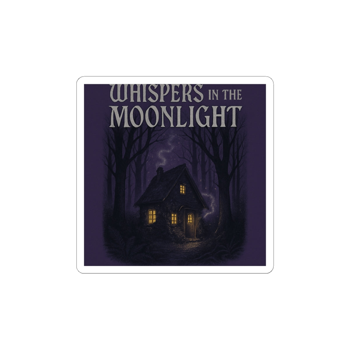 Whispers in the Moonlight Sticker — Haunted Cottage Kiss-Cut Sticker, Gothic Halloween Laptop Decal